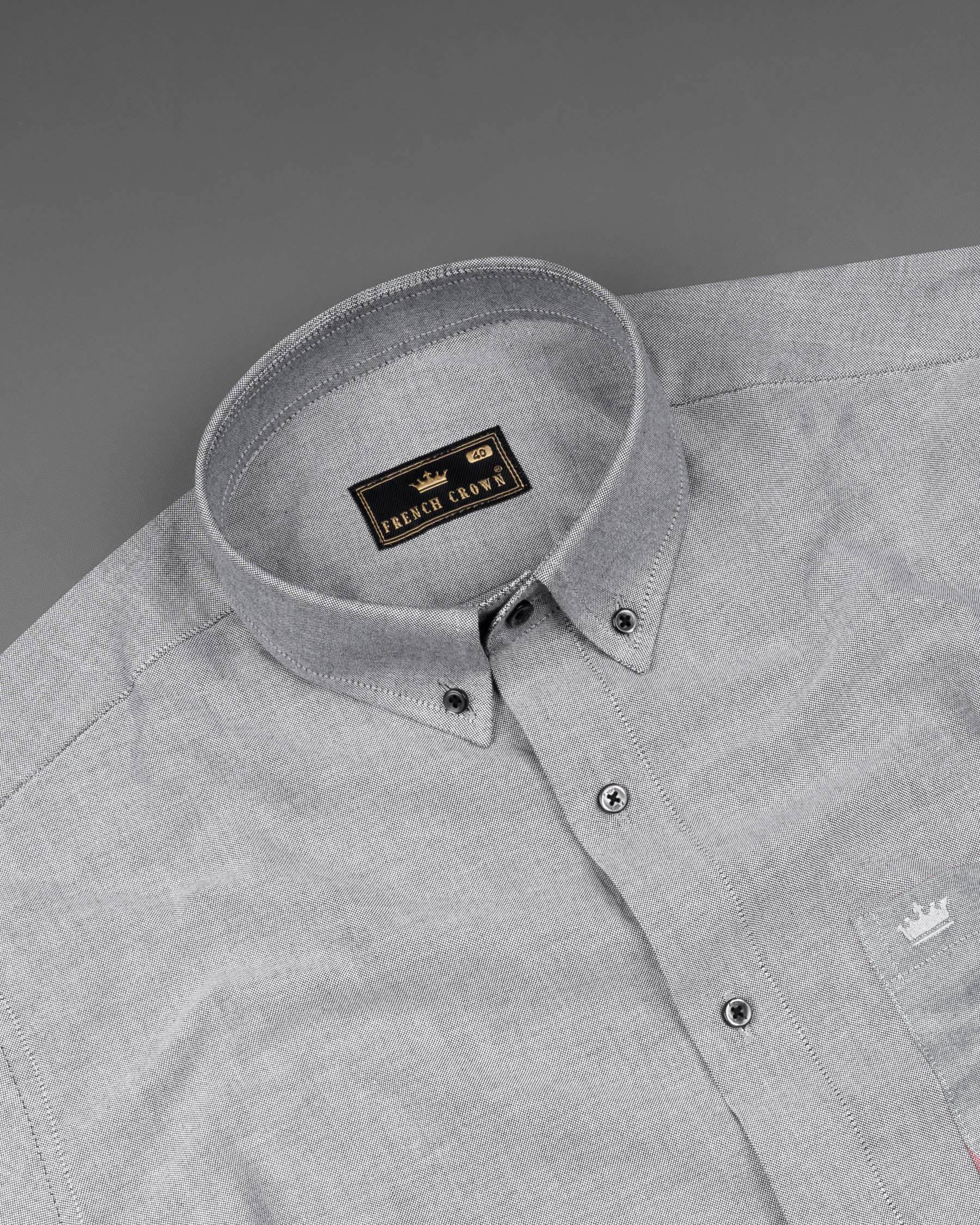 Pumice Gray with Pink Pocket Royal Oxford Shirt