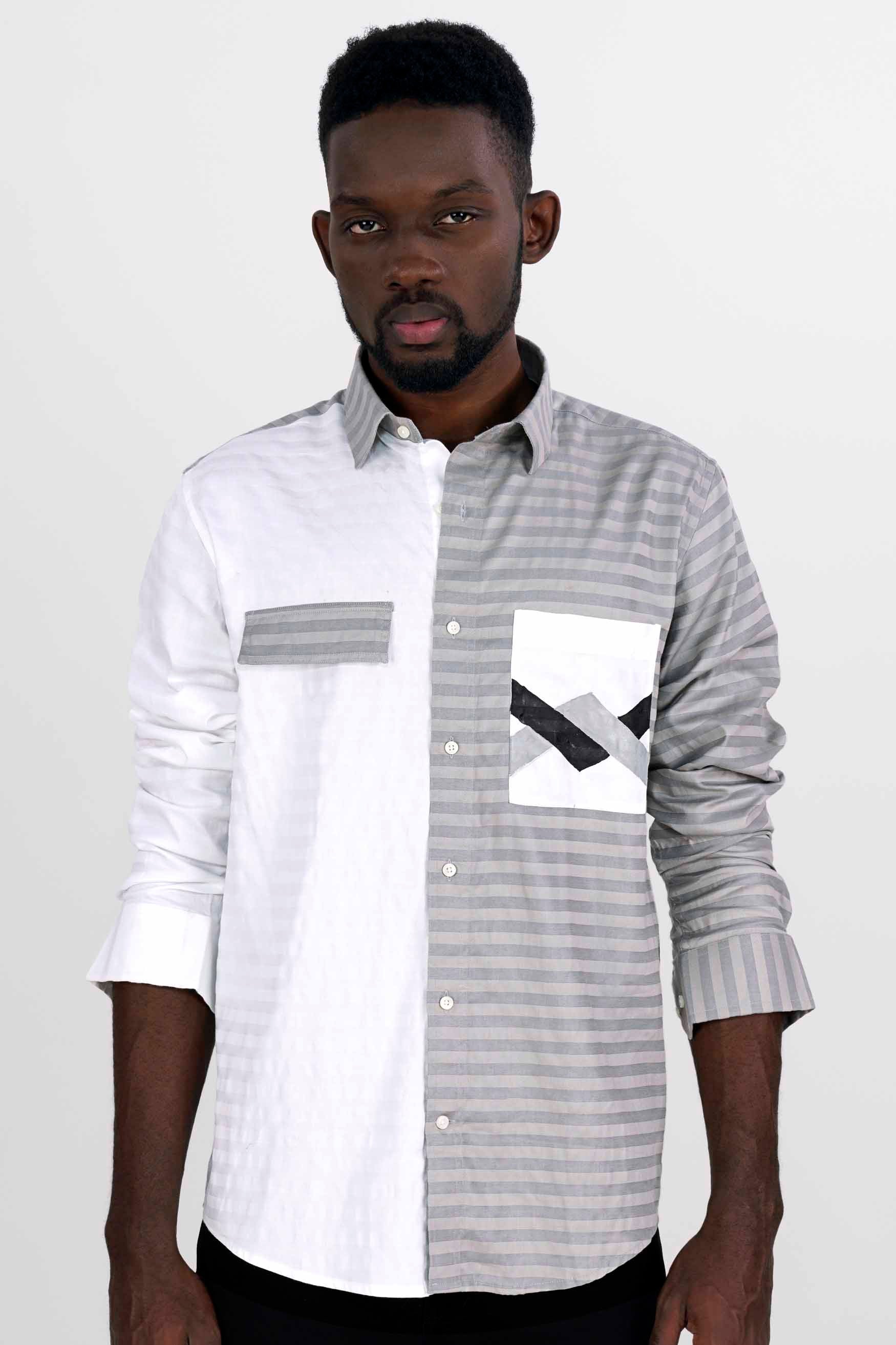Bright White with Gainsboro Gray Striped Hand Painted Twill Premium Cotton Designer Shirt 6744-P140-ART-38, 6744-P140-ART-H-38, 6744-P140-ART-39, 6744-P140-ART-H-39, 6744-P140-ART-40, 6744-P140-ART-H-40, 6744-P140-ART-42, 6744-P140-ART-H-42, 6744-P140-ART-44, 6744-P140-ART-H-44, 6744-P140-ART-46, 6744-P140-ART-H-46, 6744-P140-ART-48, 6744-P140-ART-H-48, 6744-P140-ART-50, 6744-P140-ART-H-50, 6744-P140-ART-52, 6744-P140-ART-H-52