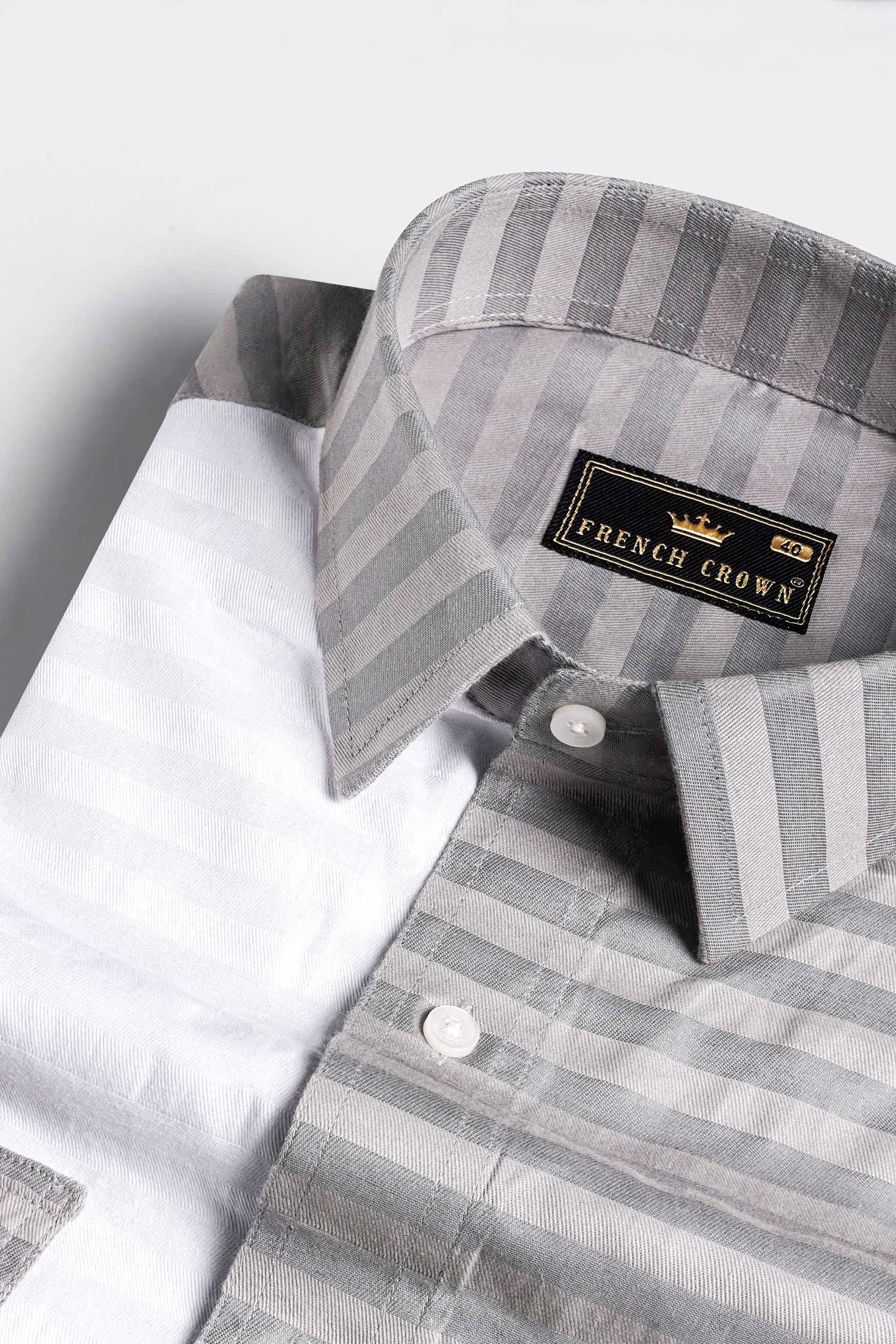 Bright White with Gainsboro Gray Striped Hand Painted Twill Premium Cotton Designer Shirt 6744-P140-ART-38, 6744-P140-ART-H-38, 6744-P140-ART-39, 6744-P140-ART-H-39, 6744-P140-ART-40, 6744-P140-ART-H-40, 6744-P140-ART-42, 6744-P140-ART-H-42, 6744-P140-ART-44, 6744-P140-ART-H-44, 6744-P140-ART-46, 6744-P140-ART-H-46, 6744-P140-ART-48, 6744-P140-ART-H-48, 6744-P140-ART-50, 6744-P140-ART-H-50, 6744-P140-ART-52, 6744-P140-ART-H-52