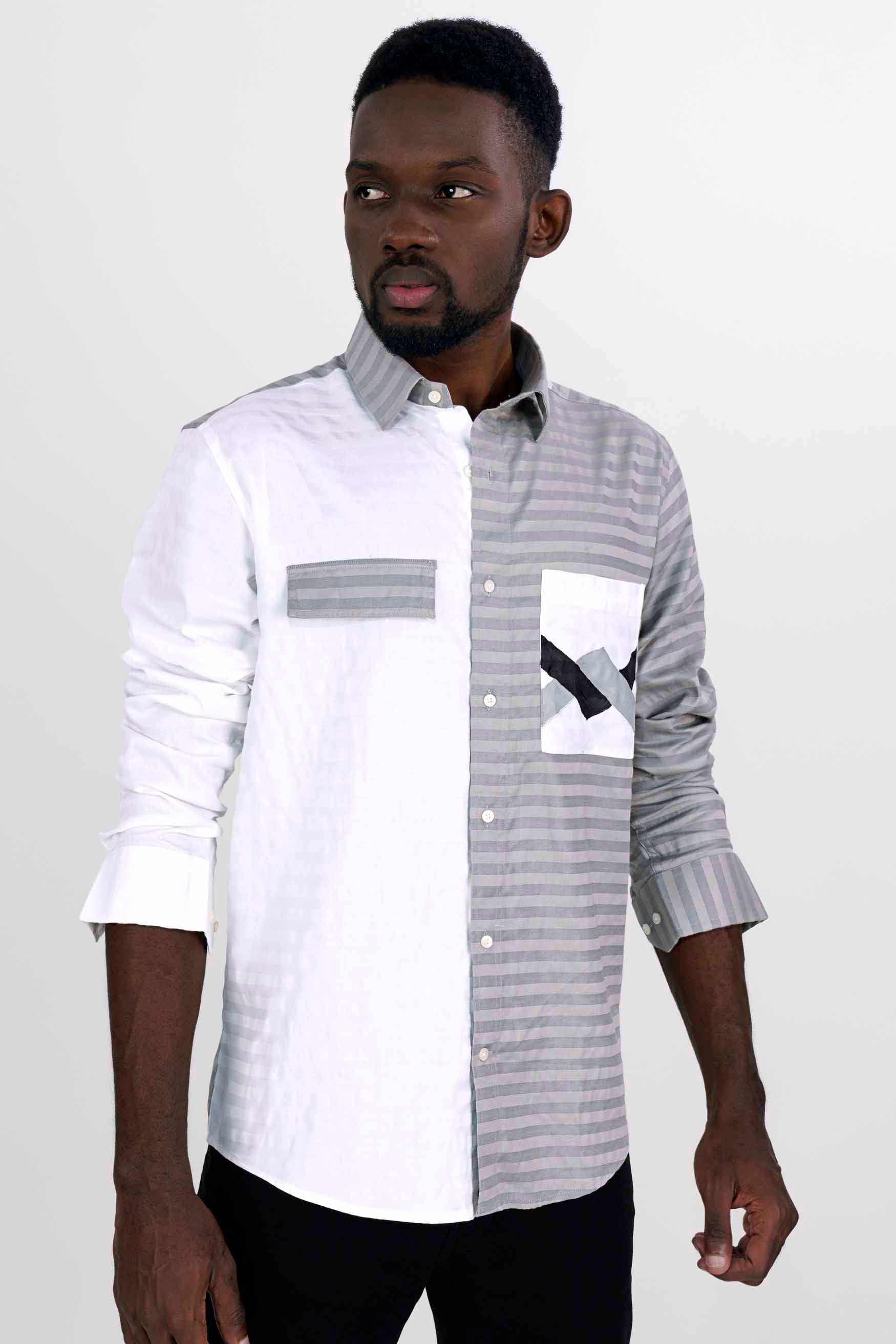 Bright White with Gainsboro Gray Striped Hand Painted Twill Premium Cotton Designer Shirt 6744-P140-ART-38, 6744-P140-ART-H-38, 6744-P140-ART-39, 6744-P140-ART-H-39, 6744-P140-ART-40, 6744-P140-ART-H-40, 6744-P140-ART-42, 6744-P140-ART-H-42, 6744-P140-ART-44, 6744-P140-ART-H-44, 6744-P140-ART-46, 6744-P140-ART-H-46, 6744-P140-ART-48, 6744-P140-ART-H-48, 6744-P140-ART-50, 6744-P140-ART-H-50, 6744-P140-ART-52, 6744-P140-ART-H-52
