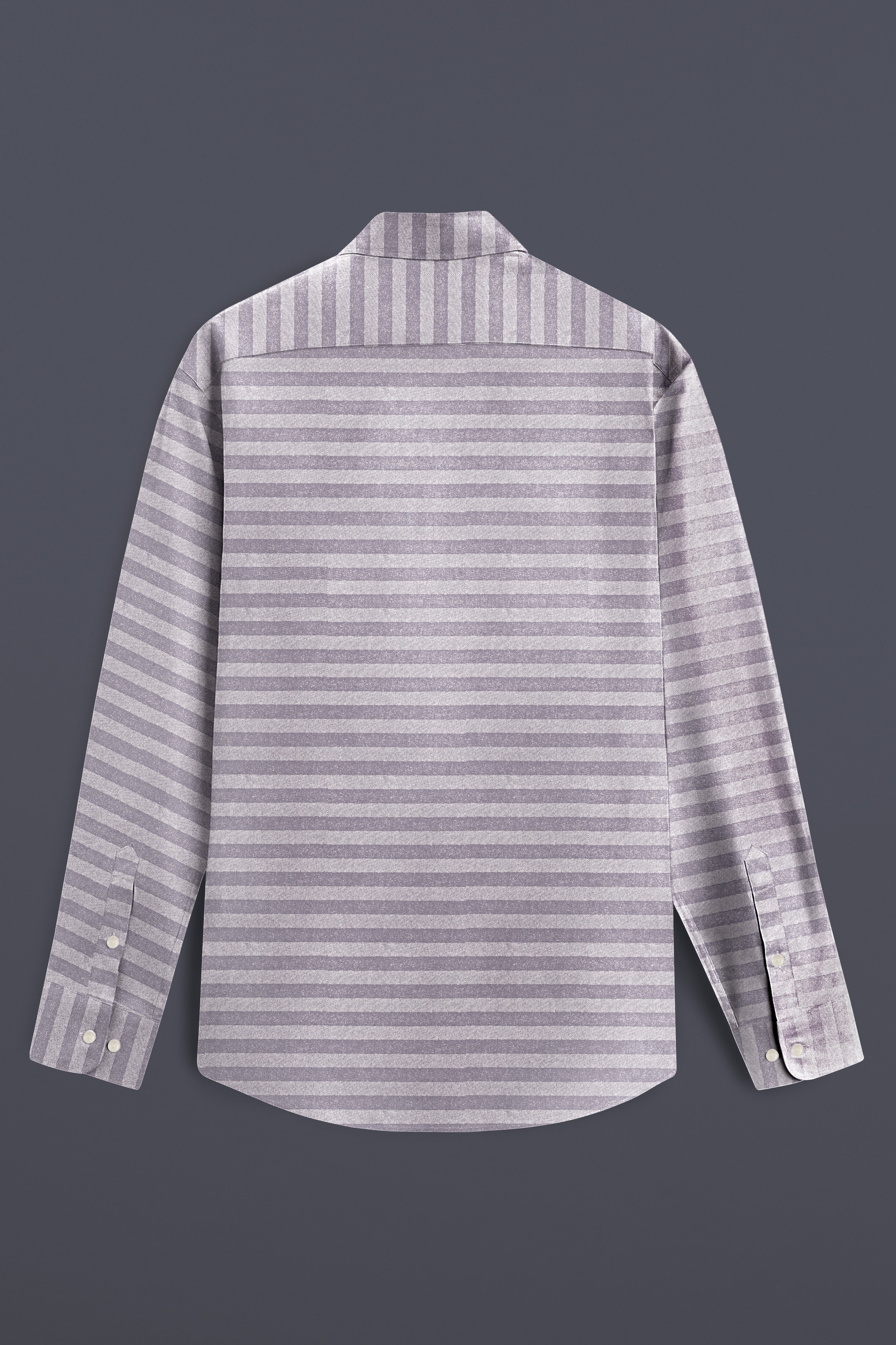 Half White and Half Grey Striped Twill Premium Cotton Designer Shirt