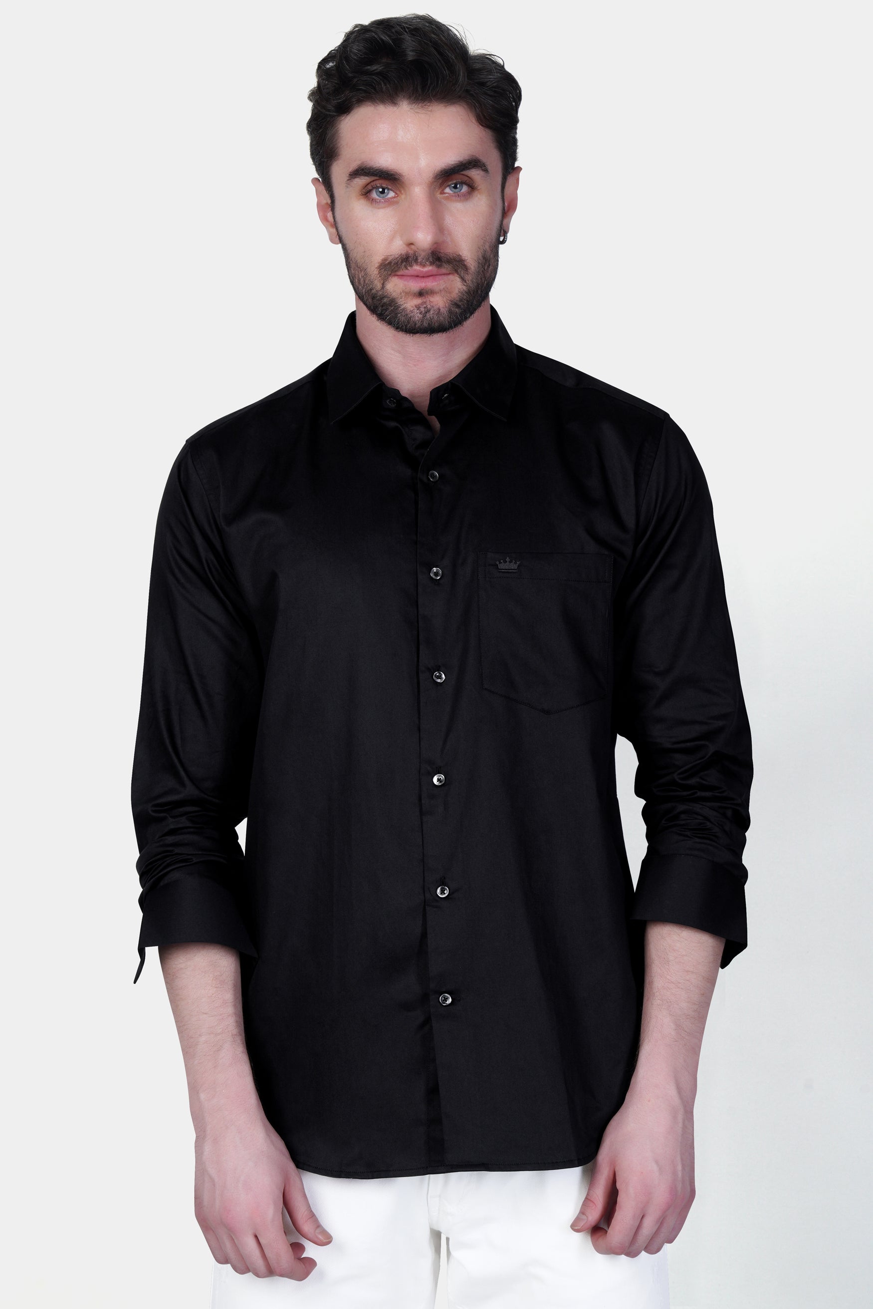 Jade Black leather elbow patch  Super Soft Premium Cotton Shirt