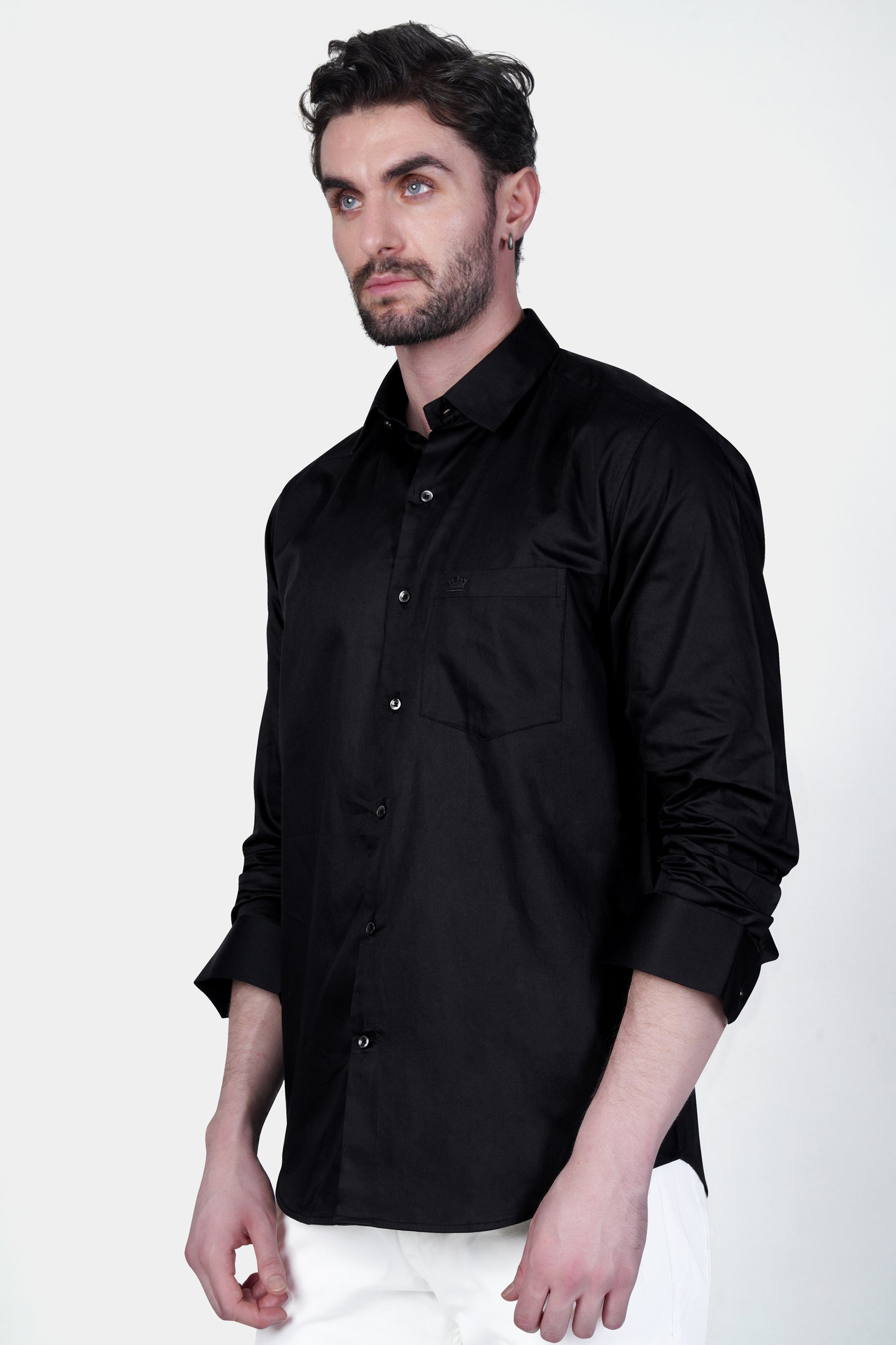Jade Black leather elbow patch  Super Soft Premium Cotton Shirt