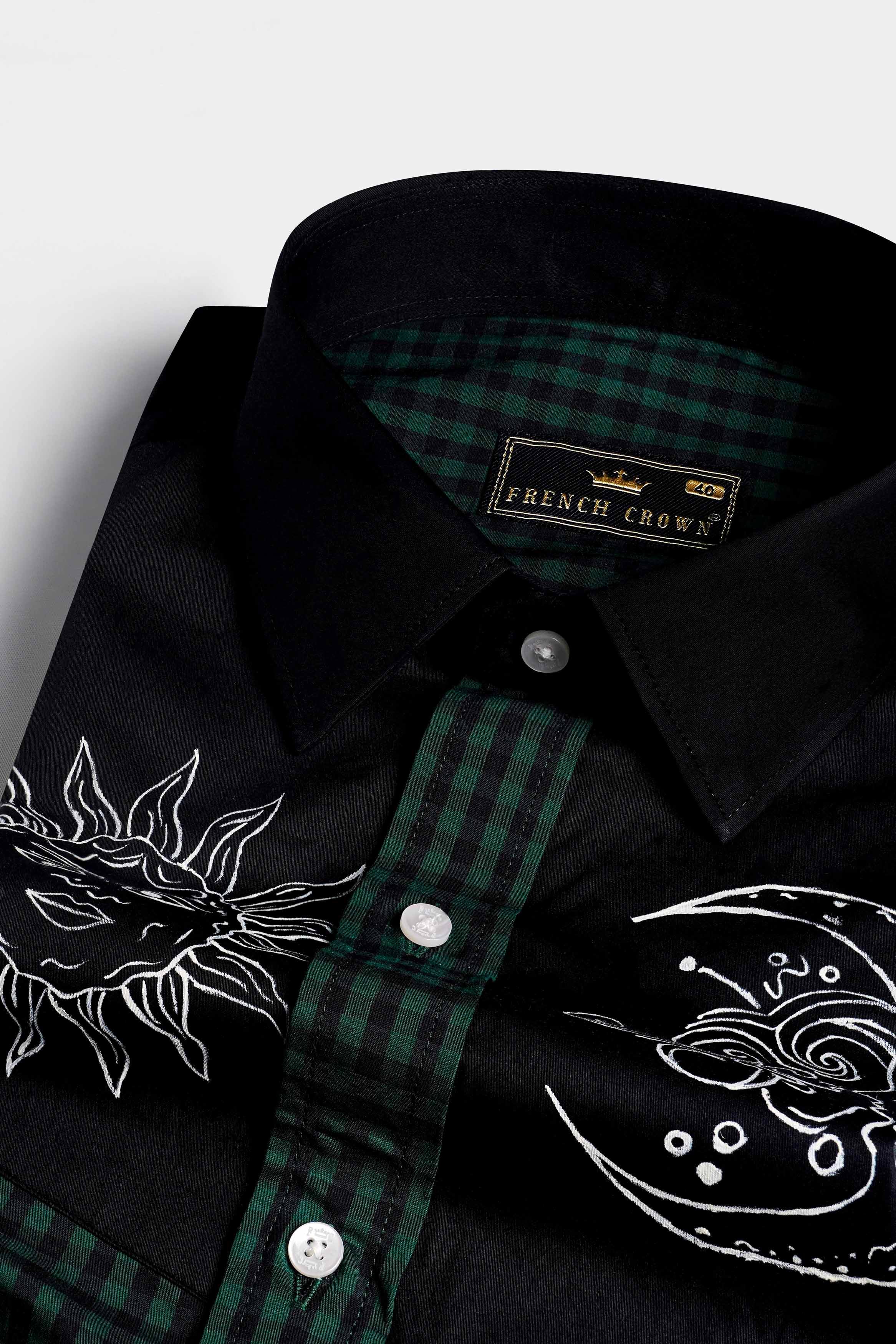 Jade Black with Plantation Green Gingham Checkered Hand Painted Premium Cotton Designer Shirt 6826-P93-ART-38, 6826-P93-ART-H-38, 6826-P93-ART-39, 6826-P93-ART-H-39, 6826-P93-ART-40, 6826-P93-ART-H-40, 6826-P93-ART-42, 6826-P93-ART-H-42, 6826-P93-ART-44, 6826-P93-ART-H-44, 6826-P93-ART-46, 6826-P93-ART-H-46, 6826-P93-ART-48, 6826-P93-ART-H-48, 6826-P93-ART-50, 6826-P93-ART-H-50, 6826-P93-ART-52, 6826-P93-ART-H-52