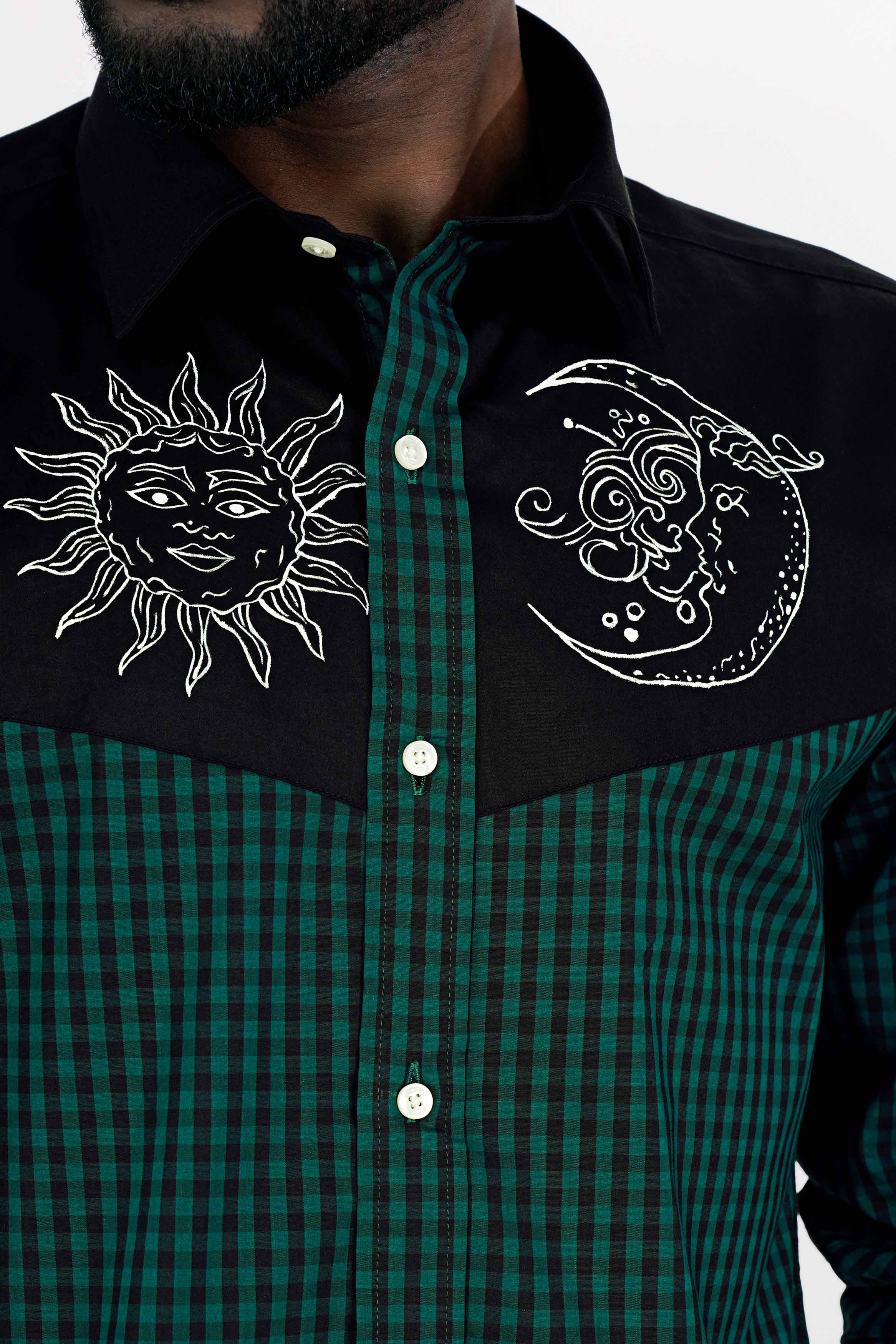 Jade Black with Plantation Green Gingham Checkered Hand Painted Premium Cotton Designer Shirt 6826-P93-ART-38, 6826-P93-ART-H-38, 6826-P93-ART-39, 6826-P93-ART-H-39, 6826-P93-ART-40, 6826-P93-ART-H-40, 6826-P93-ART-42, 6826-P93-ART-H-42, 6826-P93-ART-44, 6826-P93-ART-H-44, 6826-P93-ART-46, 6826-P93-ART-H-46, 6826-P93-ART-48, 6826-P93-ART-H-48, 6826-P93-ART-50, 6826-P93-ART-H-50, 6826-P93-ART-52, 6826-P93-ART-H-52