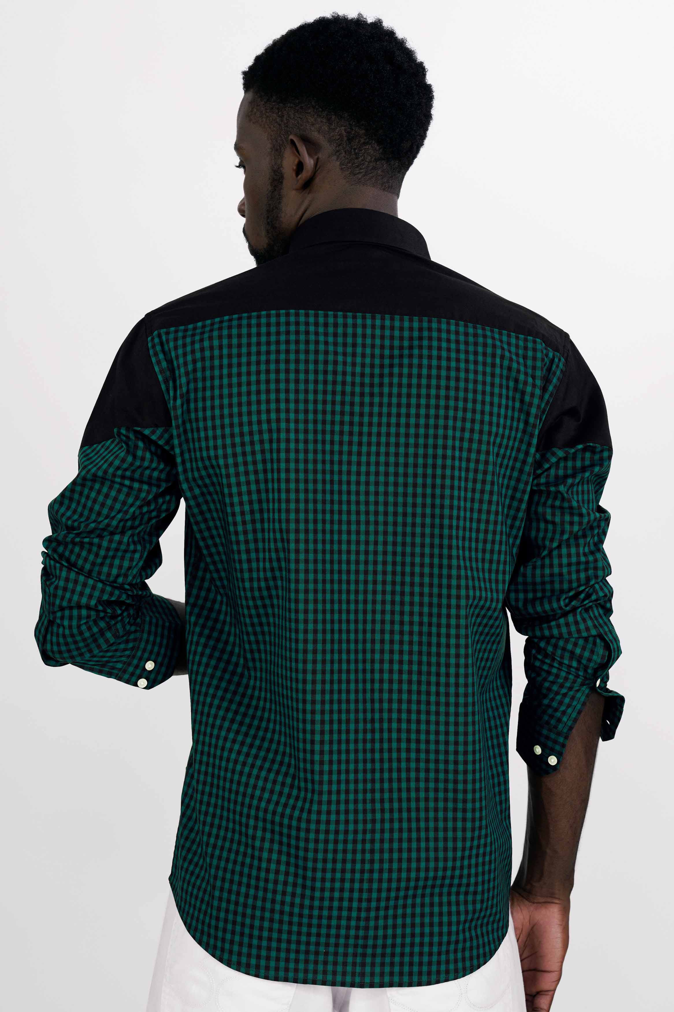 Jade Black with Plantation Green Gingham Checkered Hand Painted Premium Cotton Designer Shirt 6826-P93-ART-38, 6826-P93-ART-H-38, 6826-P93-ART-39, 6826-P93-ART-H-39, 6826-P93-ART-40, 6826-P93-ART-H-40, 6826-P93-ART-42, 6826-P93-ART-H-42, 6826-P93-ART-44, 6826-P93-ART-H-44, 6826-P93-ART-46, 6826-P93-ART-H-46, 6826-P93-ART-48, 6826-P93-ART-H-48, 6826-P93-ART-50, 6826-P93-ART-H-50, 6826-P93-ART-52, 6826-P93-ART-H-52