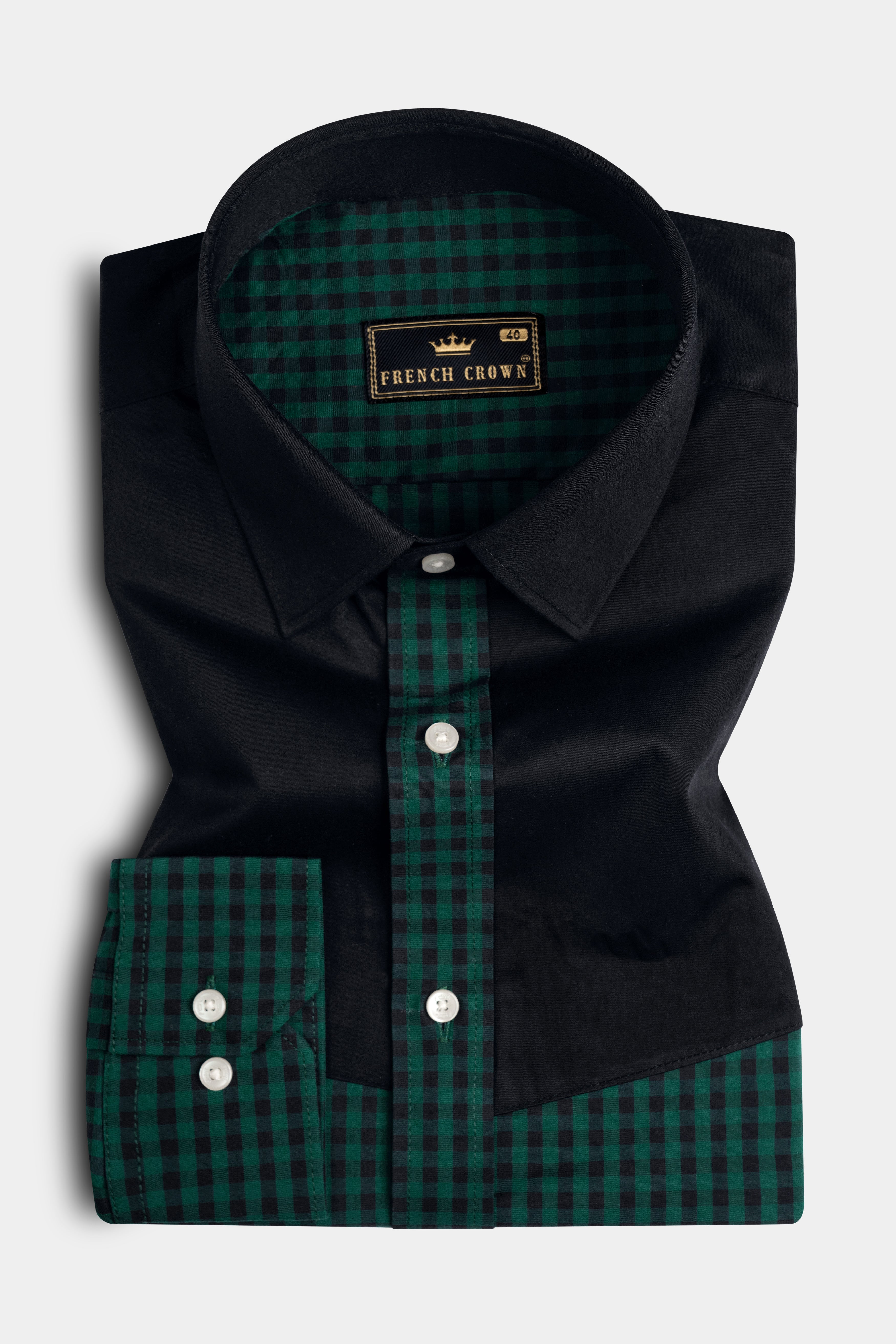 Eden Green and Jade Black Checkered Premium Cotton Shirt