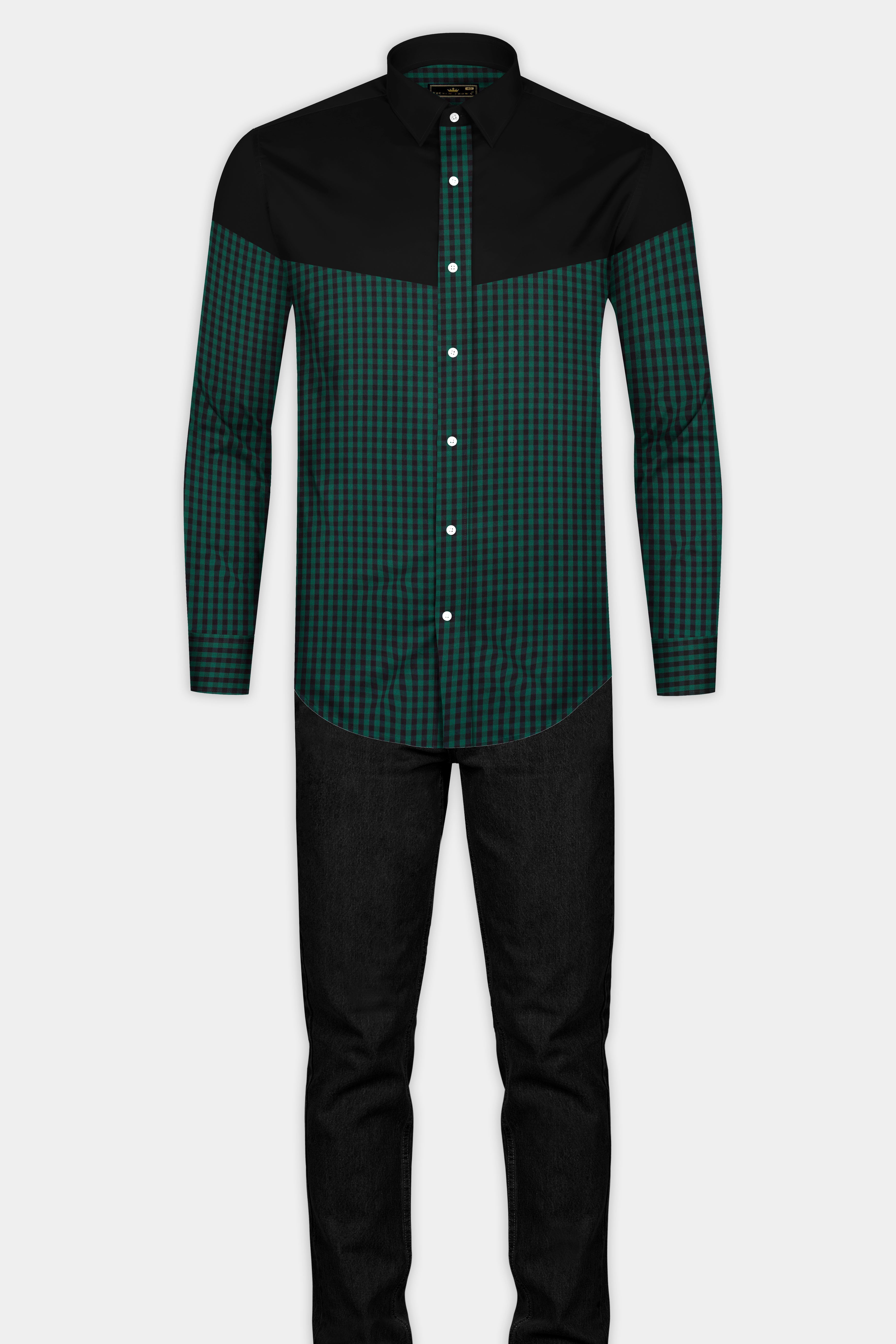 Eden Green and Jade Black Checkered Premium Cotton Shirt