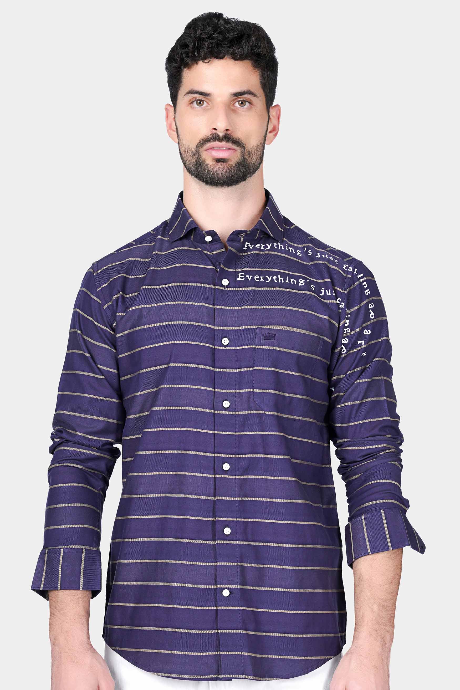 Rhino Blue and Pavlova Beige Striped Hand Painted Twill Premium Cotton Designer Shirt 6854-CA-ART-38, 6854-CA-ART-H-38, 6854-CA-ART-39, 6854-CA-ART-H-39, 6854-CA-ART-40, 6854-CA-ART-H-40, 6854-CA-ART-42, 6854-CA-ART-H-42, 6854-CA-ART-44, 6854-CA-ART-H-44, 6854-CA-ART-46, 6854-CA-ART-H-46, 6854-CA-ART-48, 6854-CA-ART-H-48, 6854-CA-ART-50, 6854-CA-ART-H-50, 6854-CA-ART-52, 6854-CA-ART-H-52