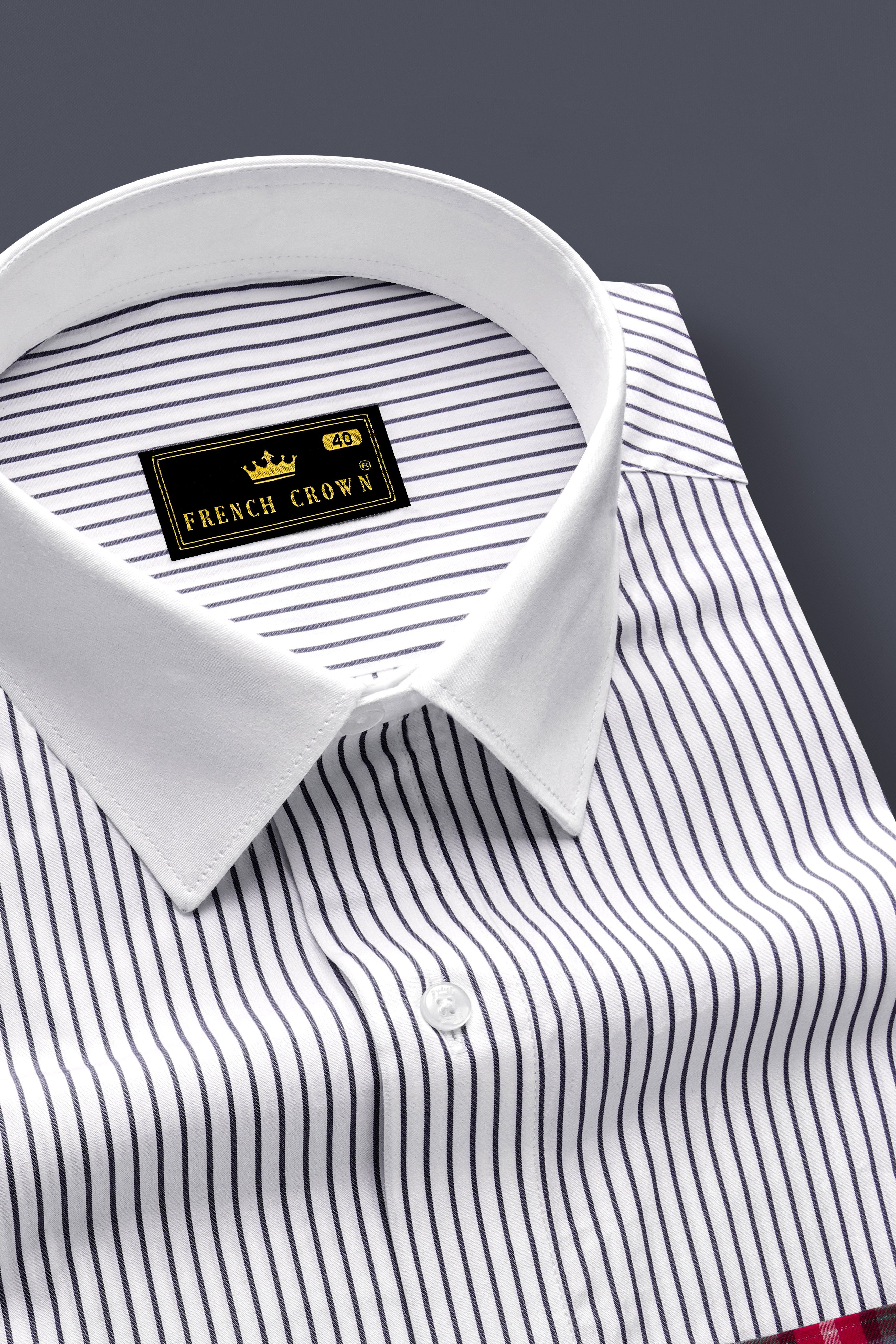 White and Debian Red Multicolored Premium Cotton Shirt