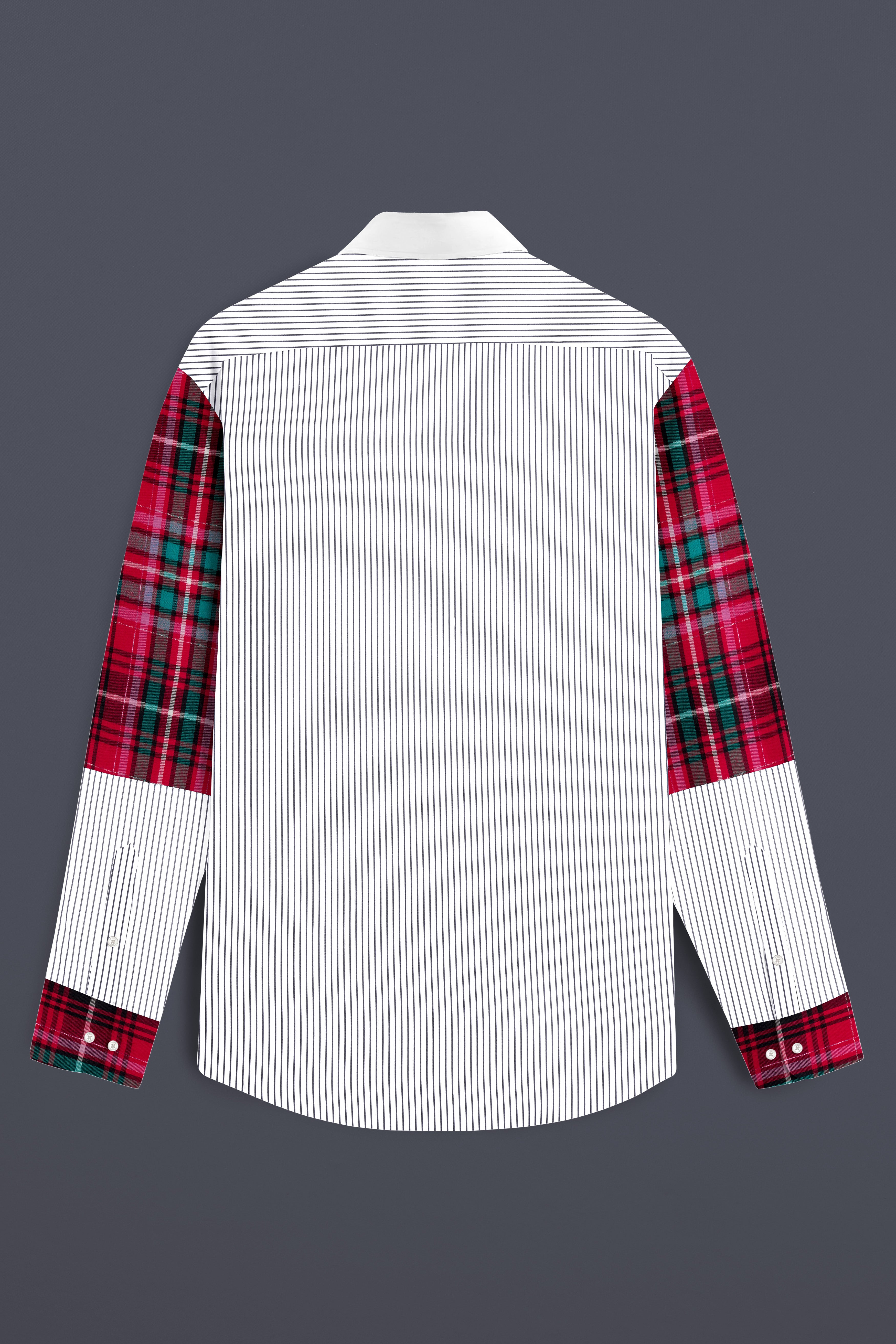 White and Debian Red Multicolored Premium Cotton Shirt