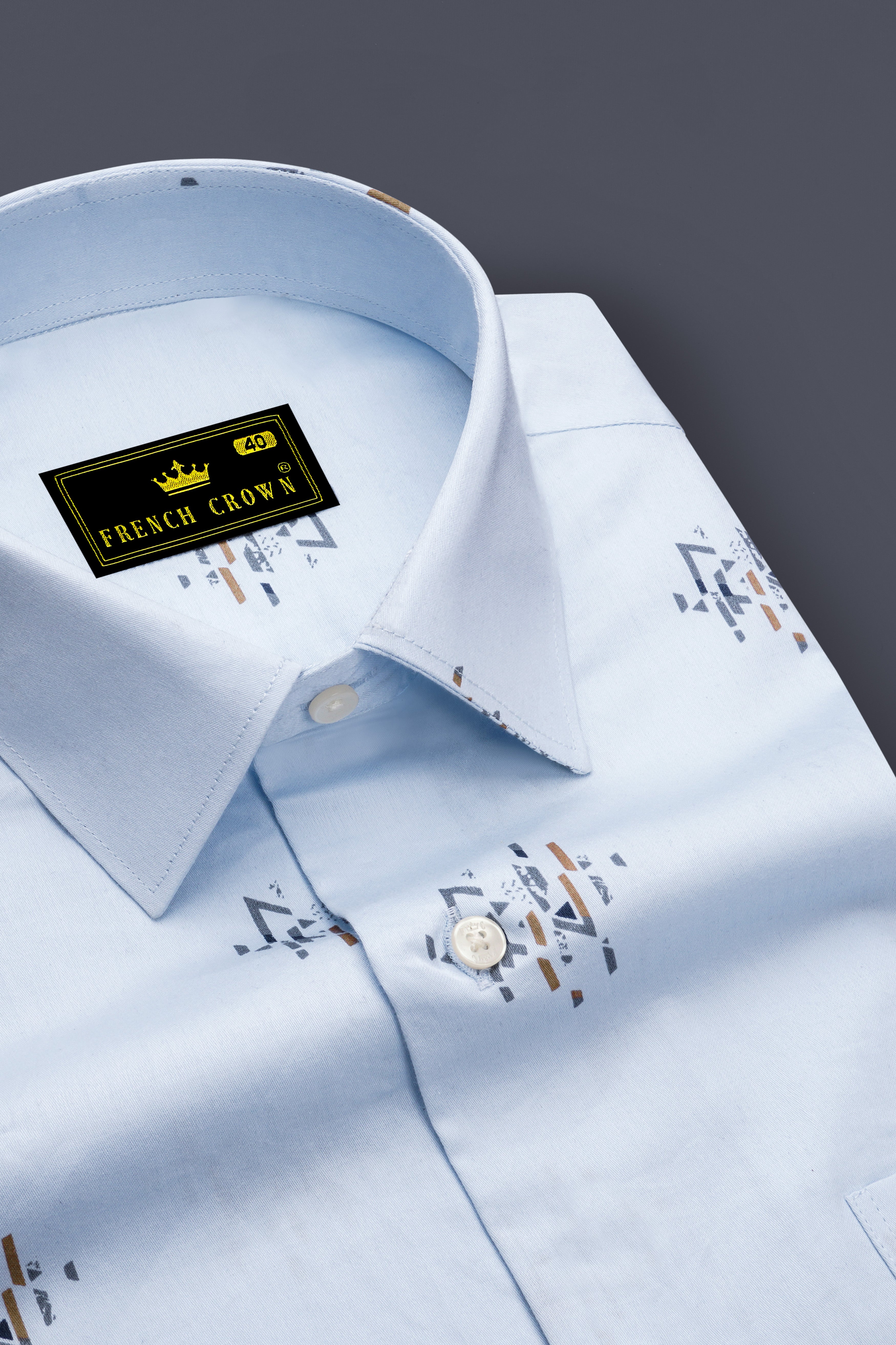 Sky Blue Geographic Printed Super Soft Premium Cotton Shirt