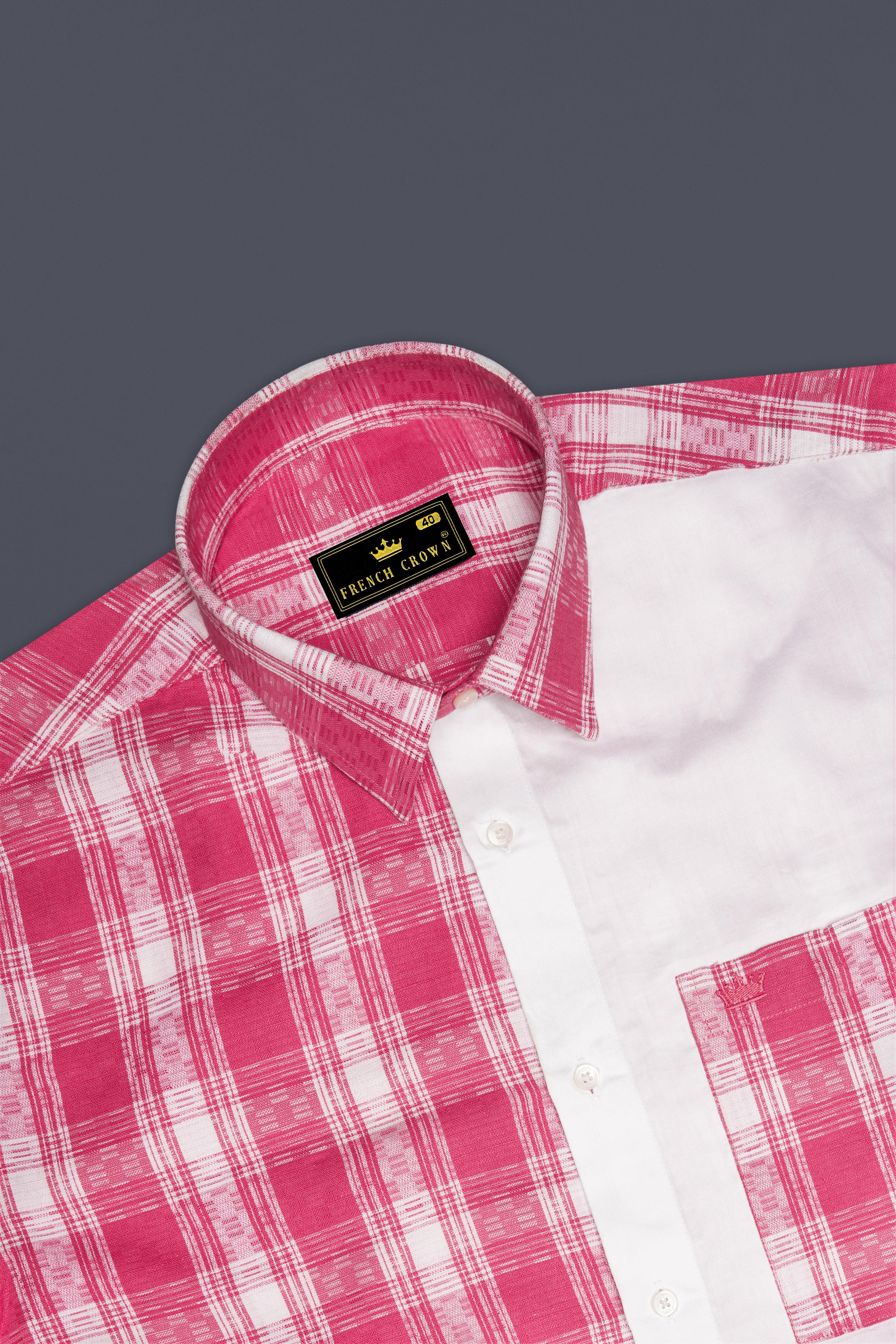 Light Carmine Plaid with Bright White Twill Premium Cotton Designer Shirt