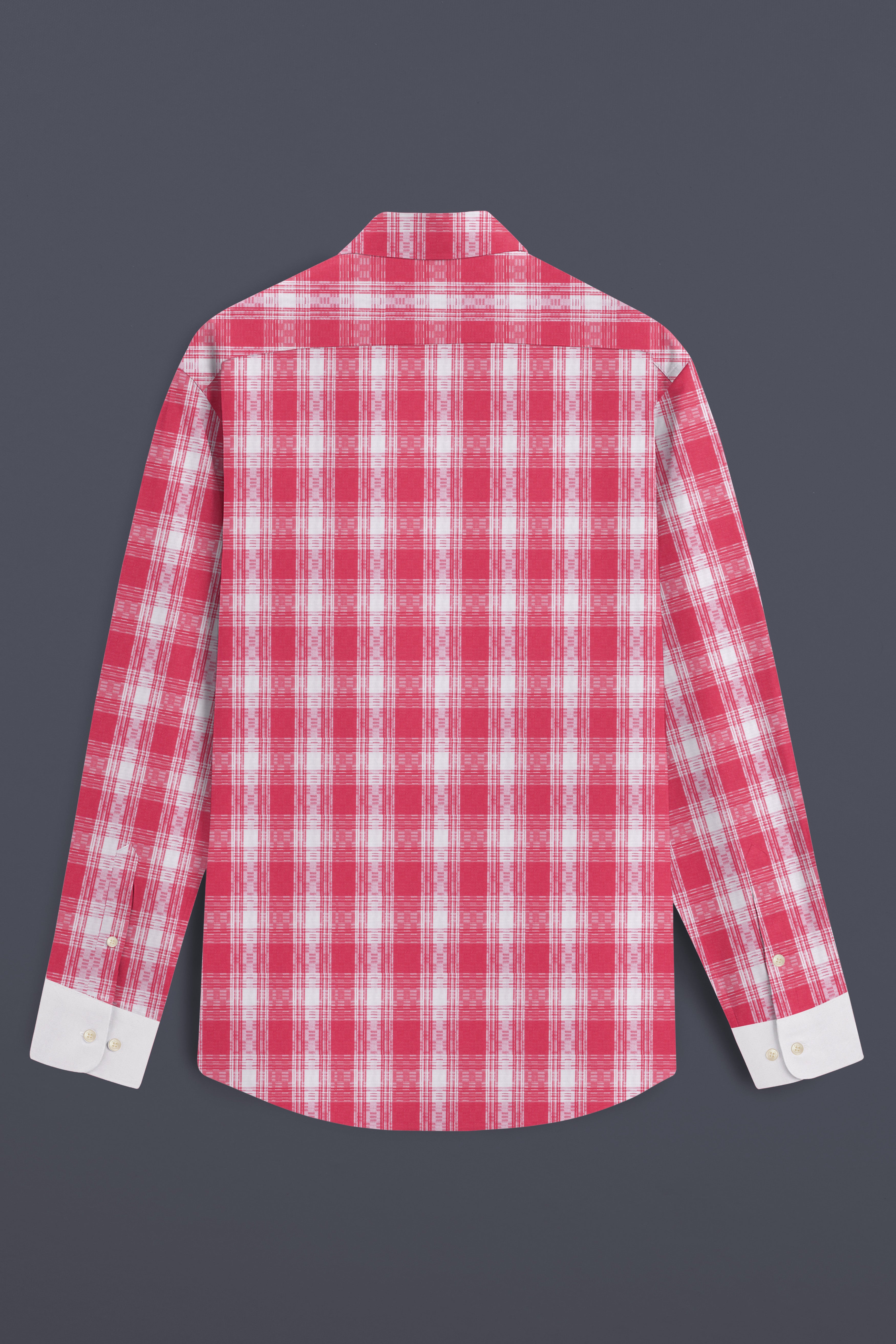 Light Carmine Plaid with Bright White Twill Premium Cotton Designer Shirt