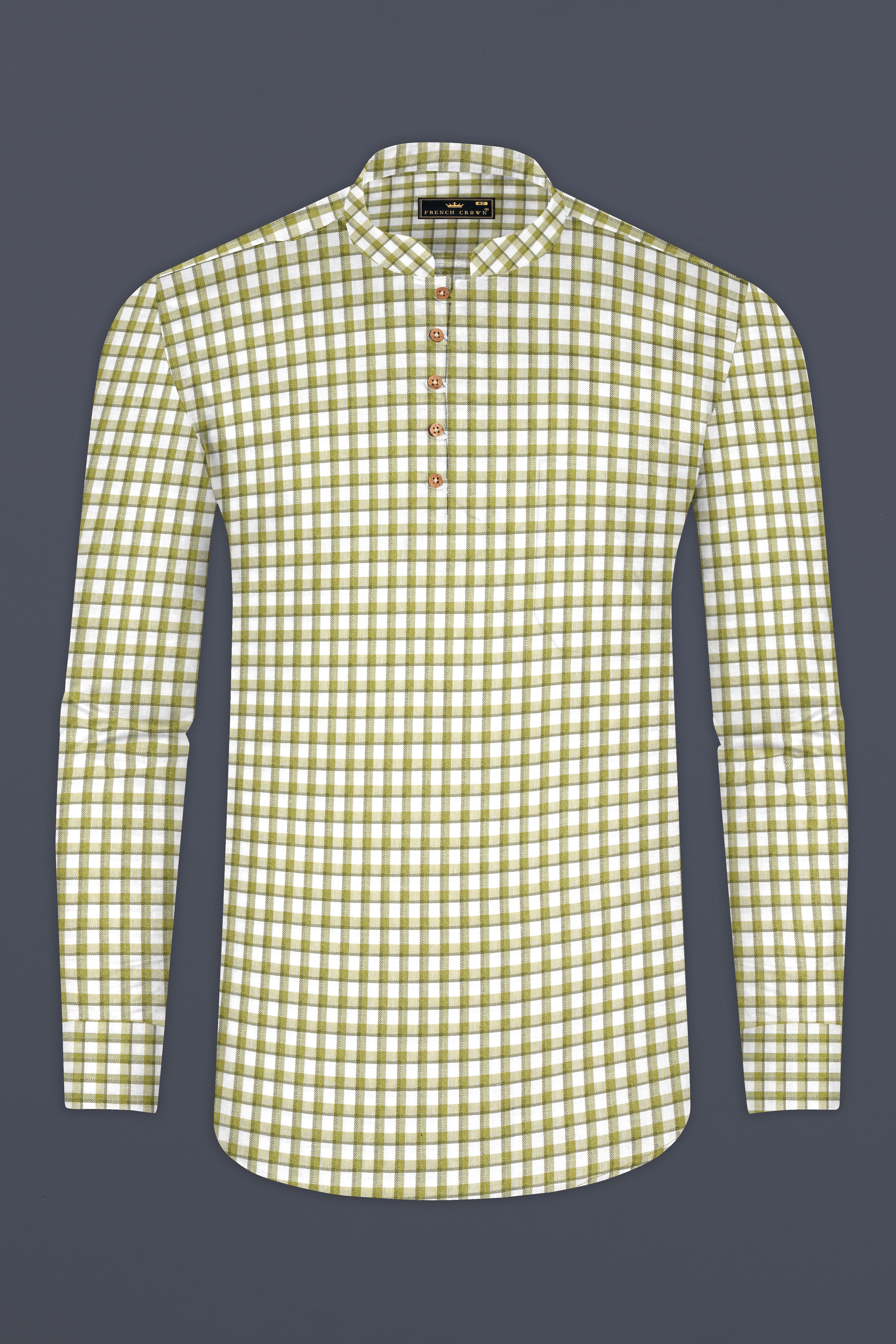 Dingley Green Checkered Dobby Textured Premium Giza Cotton Shirt