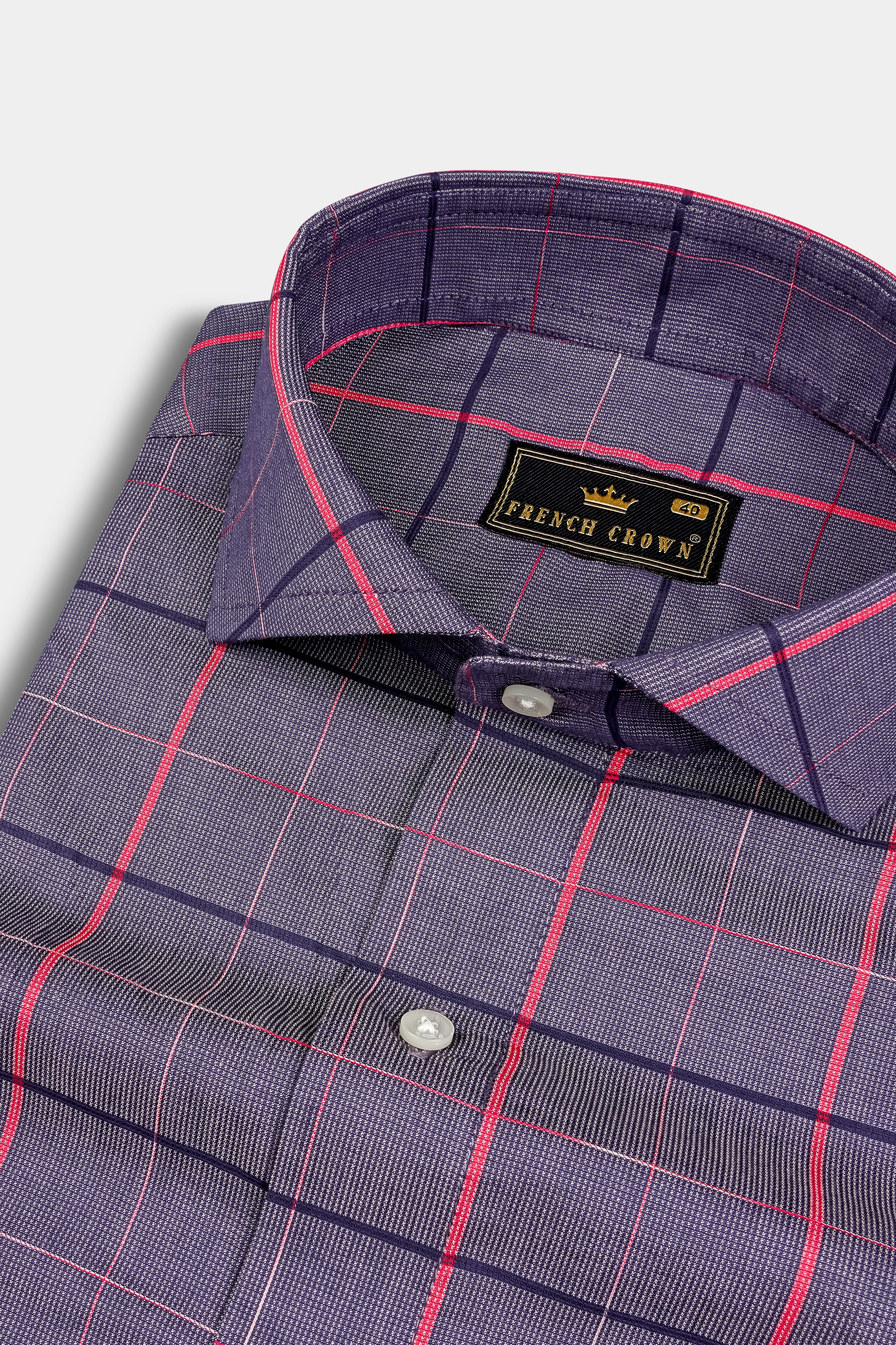 Oslo Gray Windowpane Dobby Textured Premium Giza Cotton Shirt