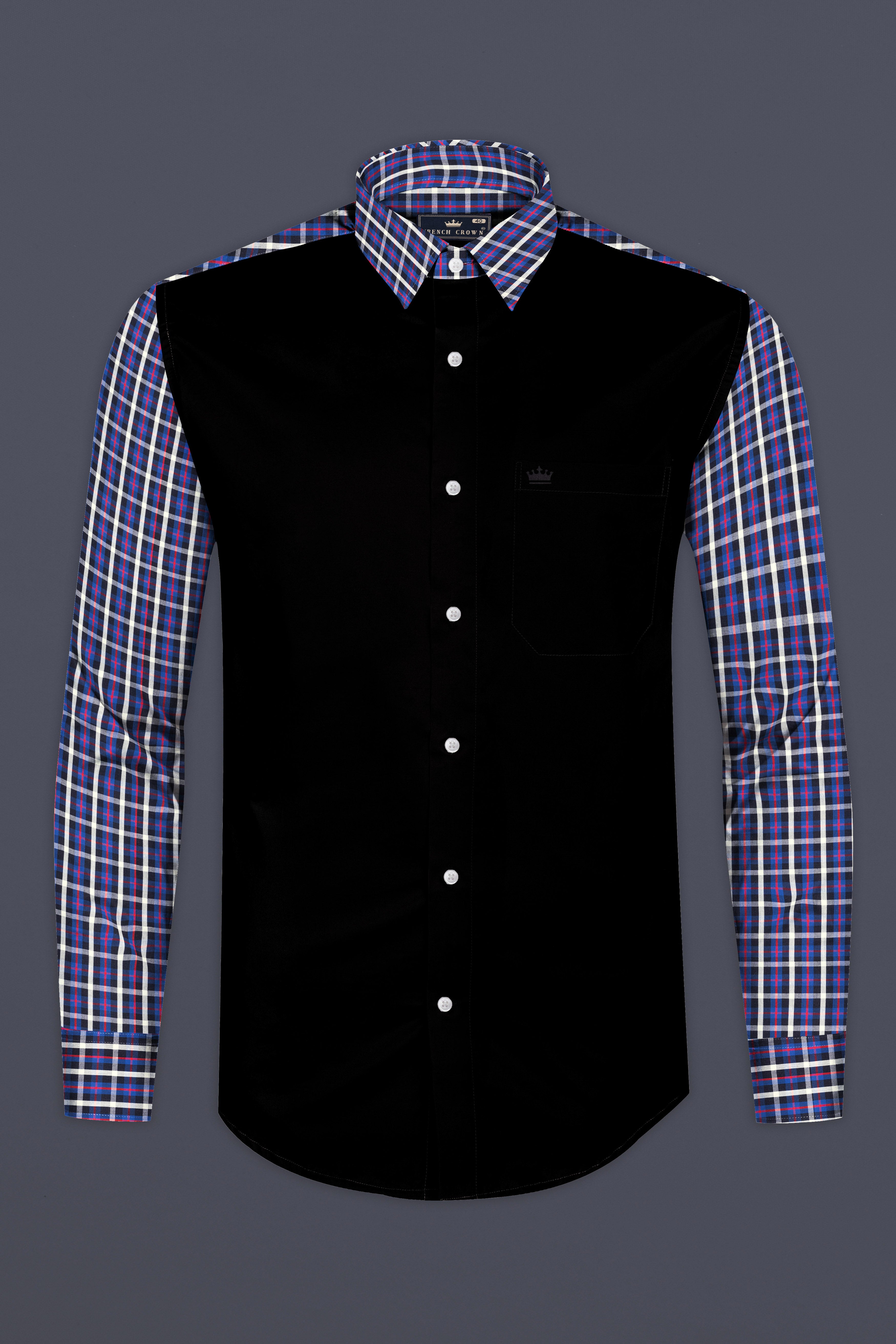 Jade Black with Plaid Premium Cotton Designer Shirt