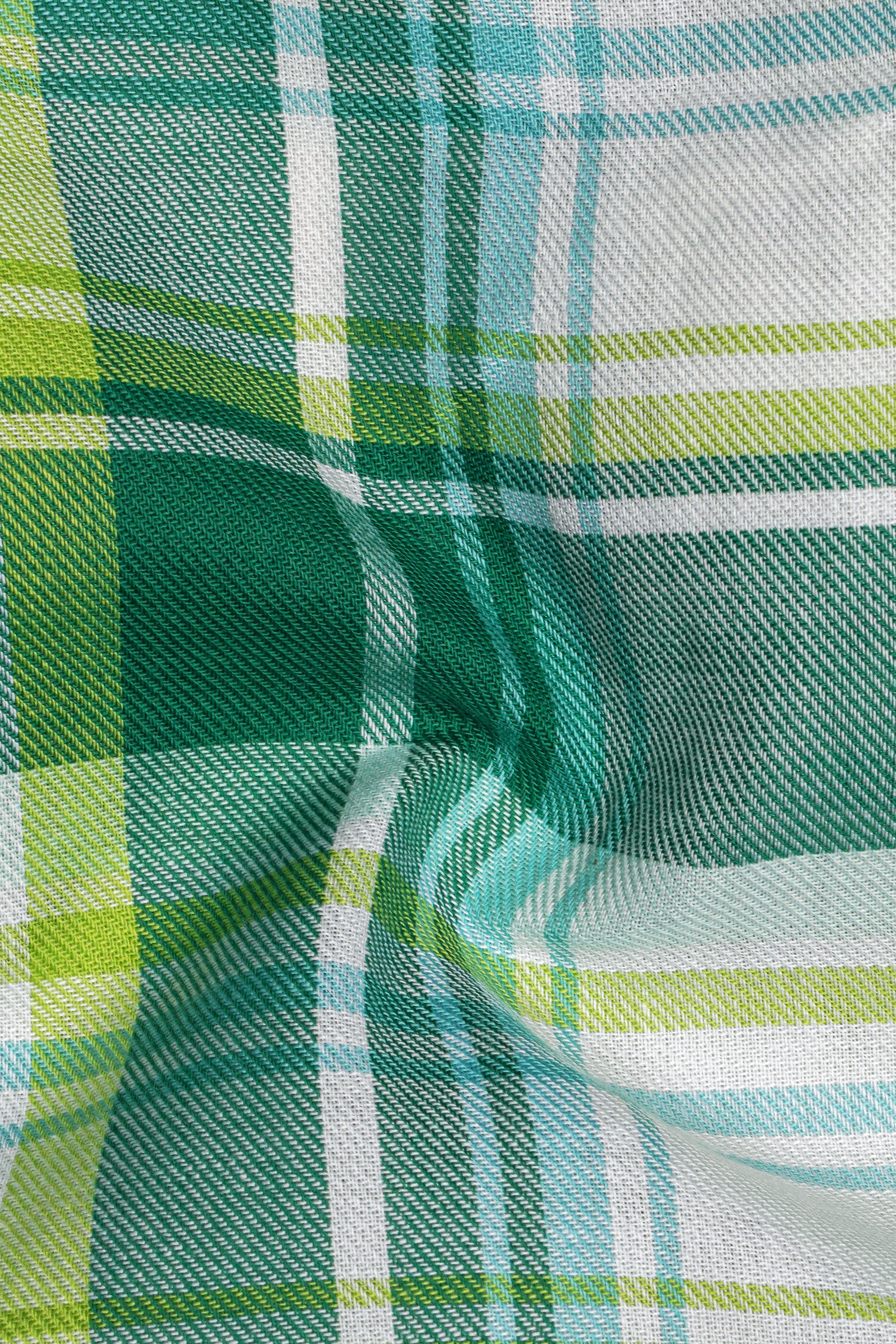 Eucalyptus Green and Light Sage Green Twill Plaid Premium Cotton Shirt