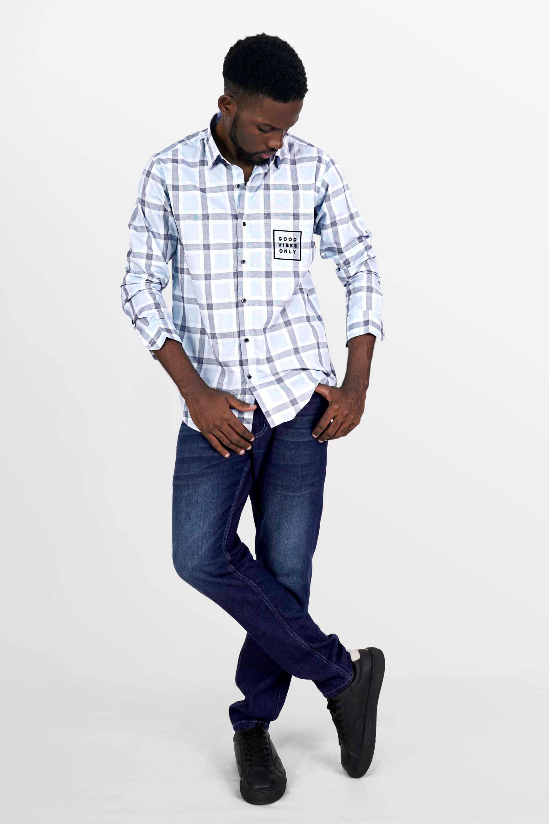 Bright White with Manatee Gray Checkered Embroidered Premium Cotton Designer Shirt 7098-BLK-E172-38, 7098-BLK-E172-H-38, 7098-BLK-E172-39, 7098-BLK-E172-H-39, 7098-BLK-E172-40, 7098-BLK-E172-H-40, 7098-BLK-E172-42, 7098-BLK-E172-H-42, 7098-BLK-E172-44, 7098-BLK-E172-H-44, 7098-BLK-E172-46, 7098-BLK-E172-H-46, 7098-BLK-E172-48, 7098-BLK-E172-H-48, 7098-BLK-E172-50, 7098-BLK-E172-H-50, 7098-BLK-E172-52, 7098-BLK-E172-H-52