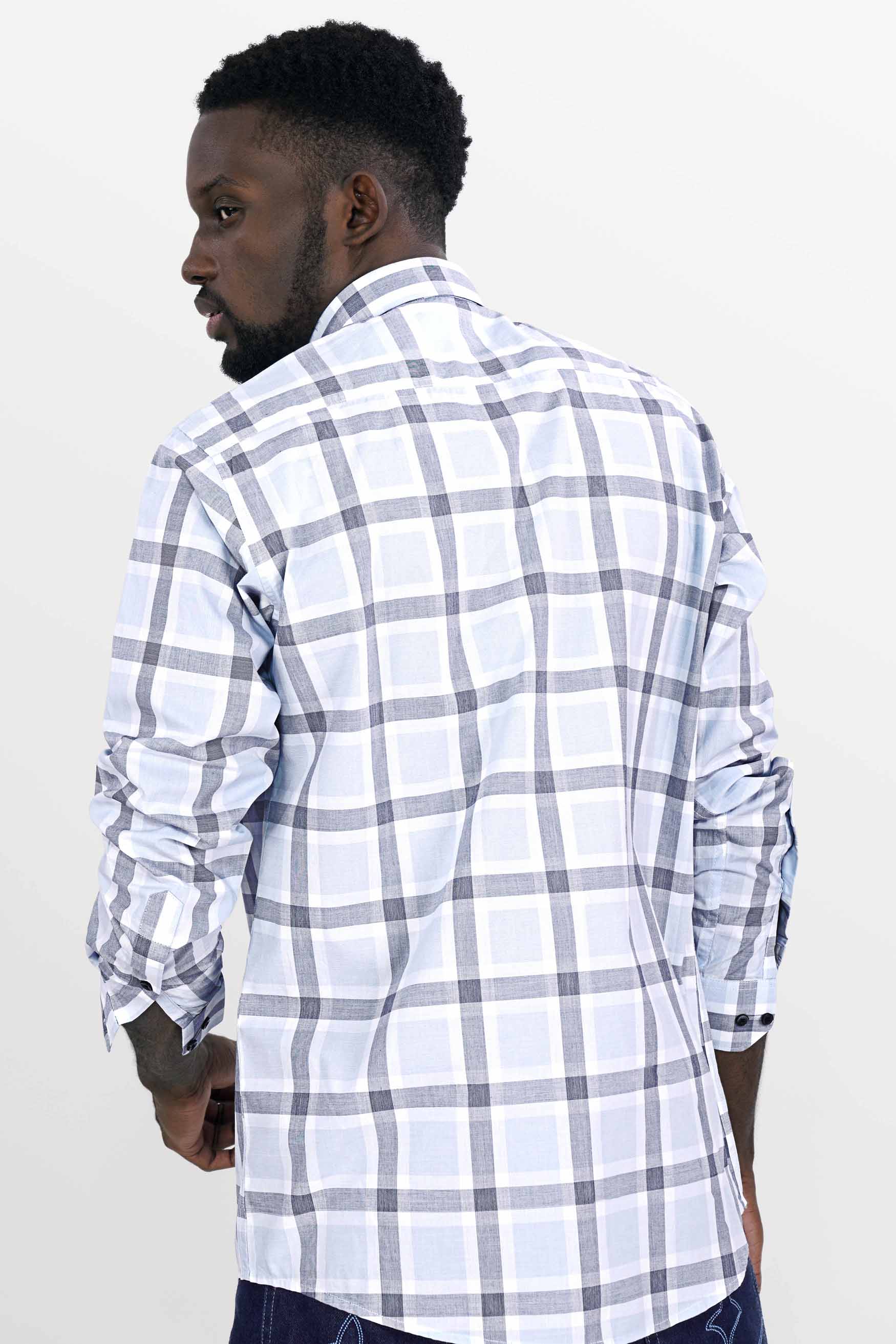 Bright White with Manatee Gray Checkered Embroidered Premium Cotton Designer Shirt 7098-BLK-E172-38, 7098-BLK-E172-H-38, 7098-BLK-E172-39, 7098-BLK-E172-H-39, 7098-BLK-E172-40, 7098-BLK-E172-H-40, 7098-BLK-E172-42, 7098-BLK-E172-H-42, 7098-BLK-E172-44, 7098-BLK-E172-H-44, 7098-BLK-E172-46, 7098-BLK-E172-H-46, 7098-BLK-E172-48, 7098-BLK-E172-H-48, 7098-BLK-E172-50, 7098-BLK-E172-H-50, 7098-BLK-E172-52, 7098-BLK-E172-H-52