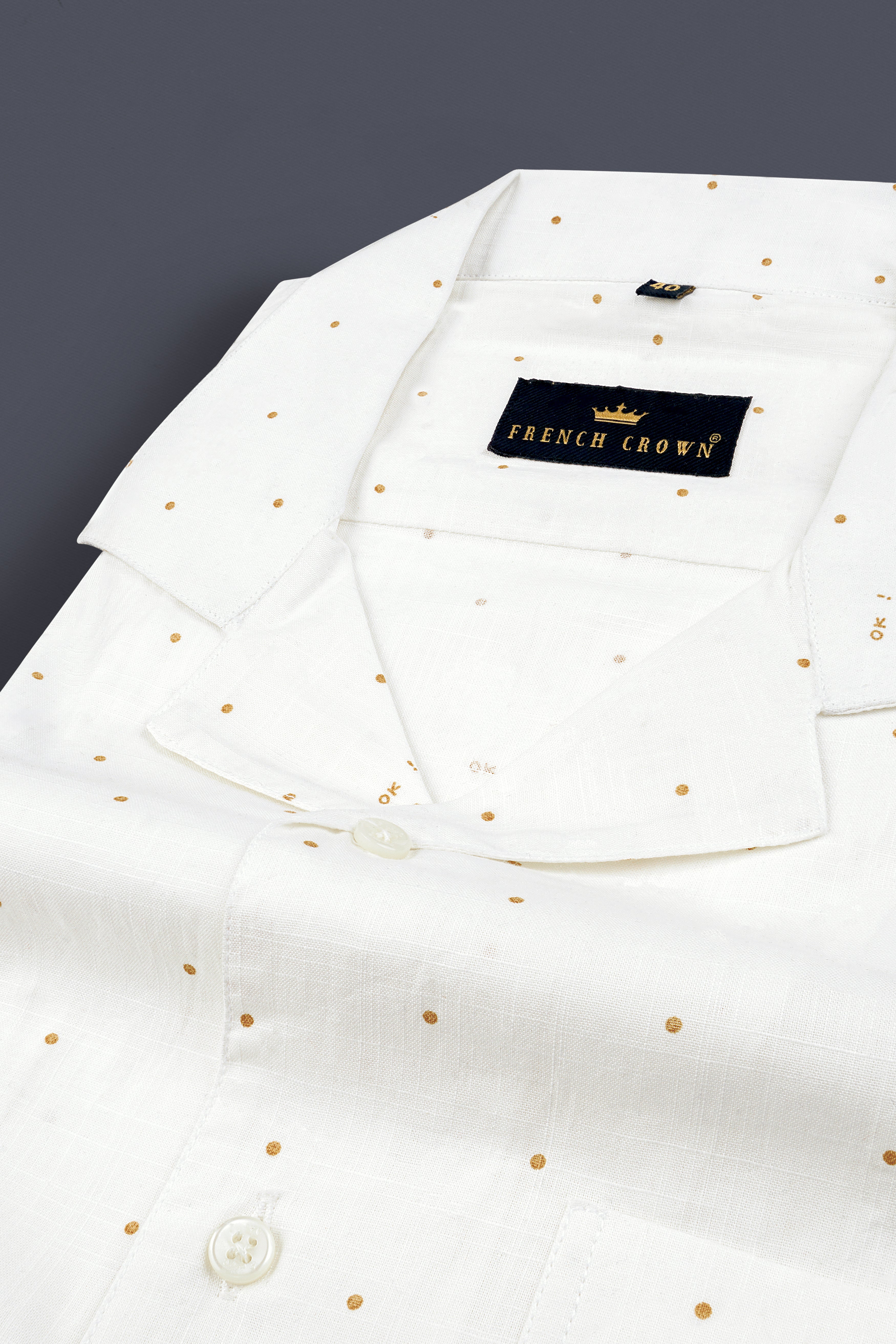 Bright White With Pale Taupe Ok Printed Chambray Shirt