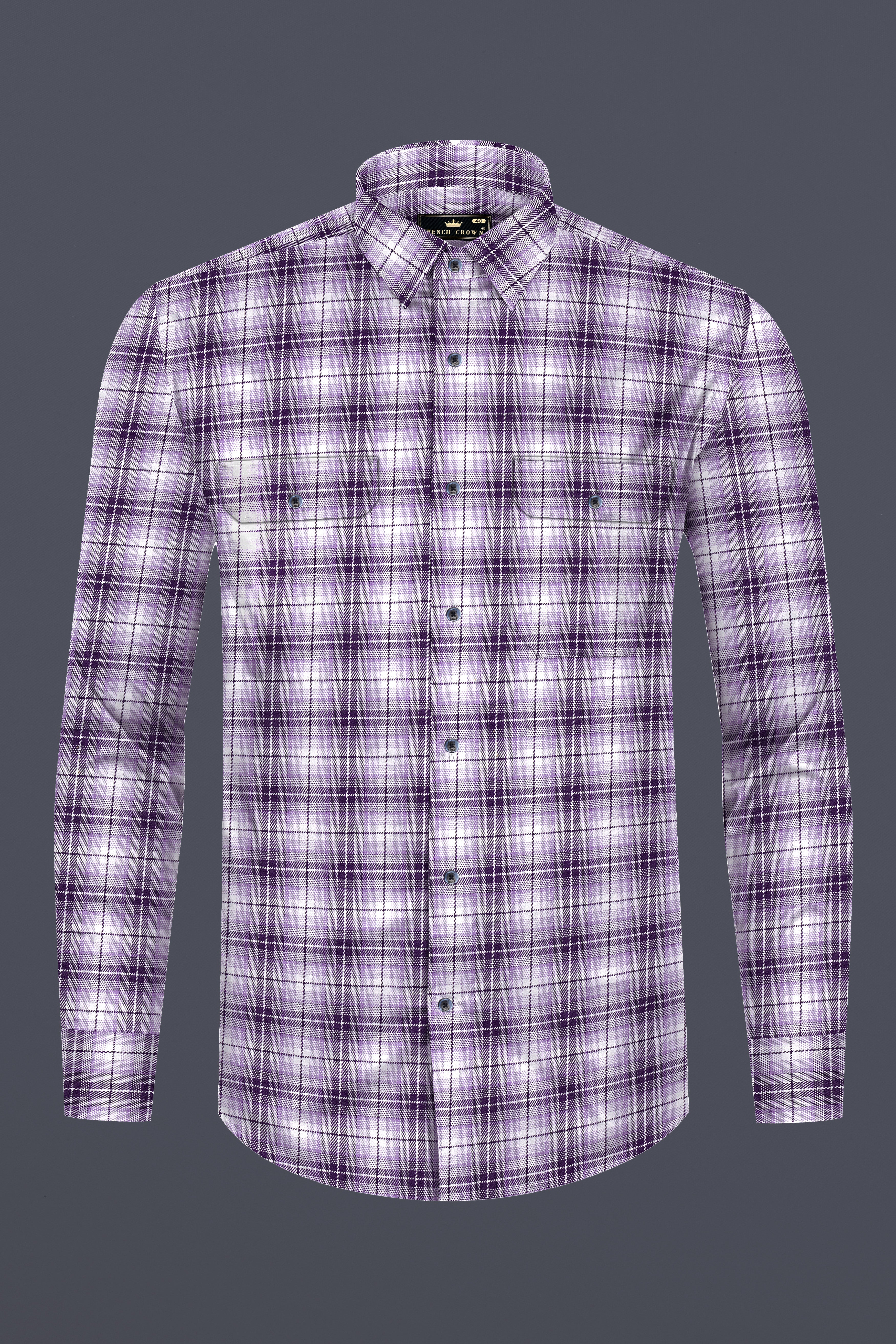 Manatee and white Plaid Oxford Royal Overshirt/Shacket