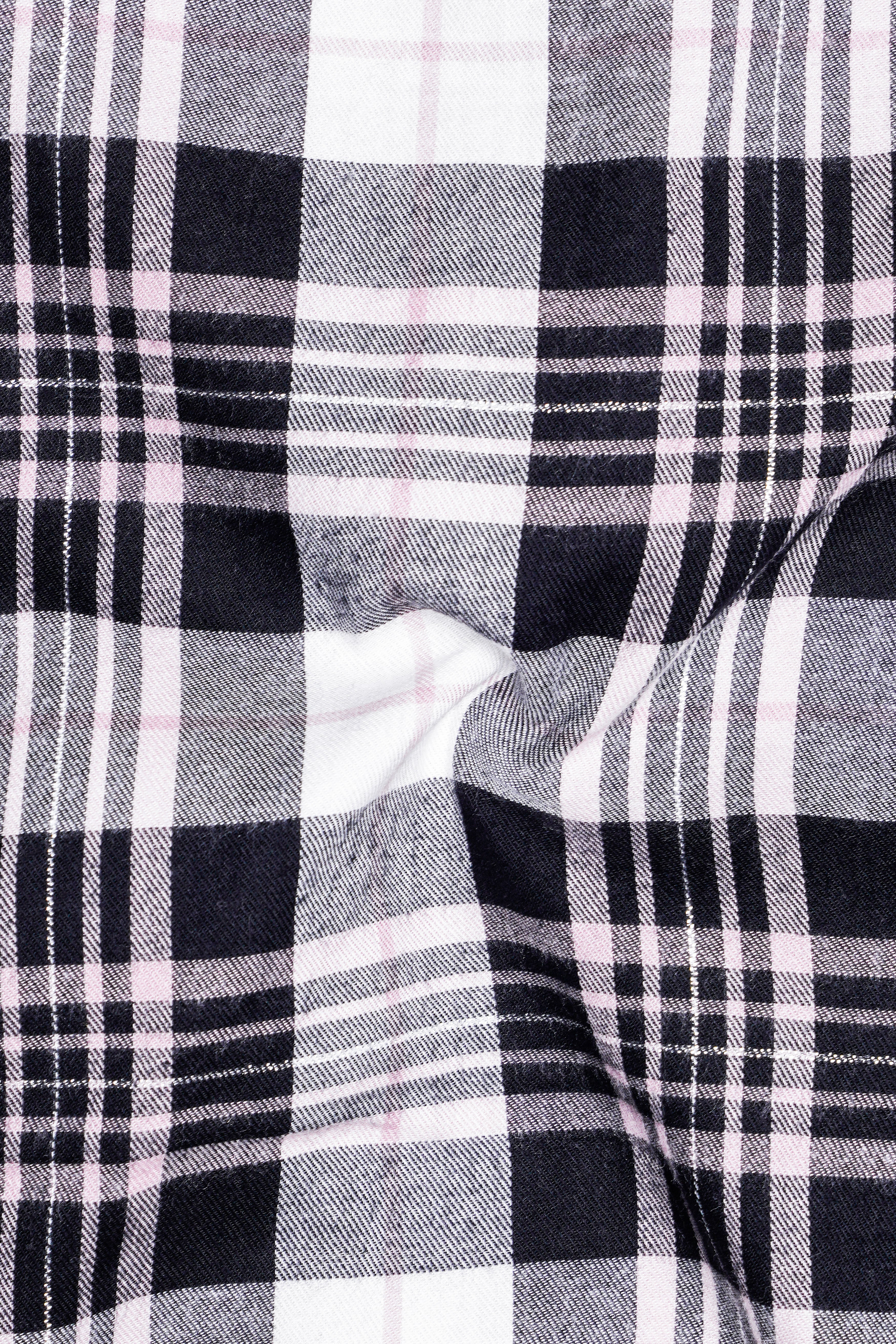 Jade Black and White Plaid Twill Premium Cotton Shirt