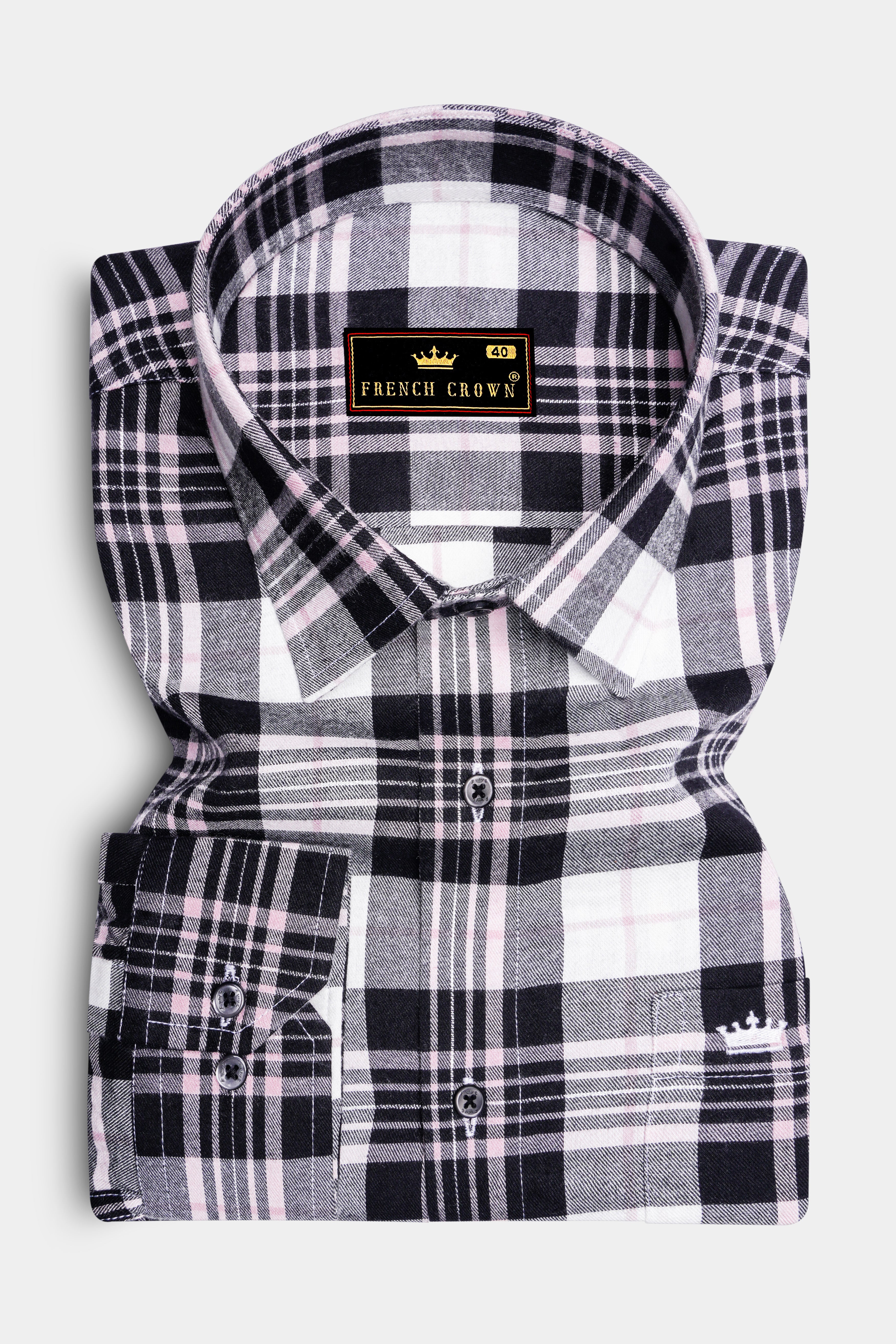 Jade Black and White Plaid Twill Premium Cotton Shirt