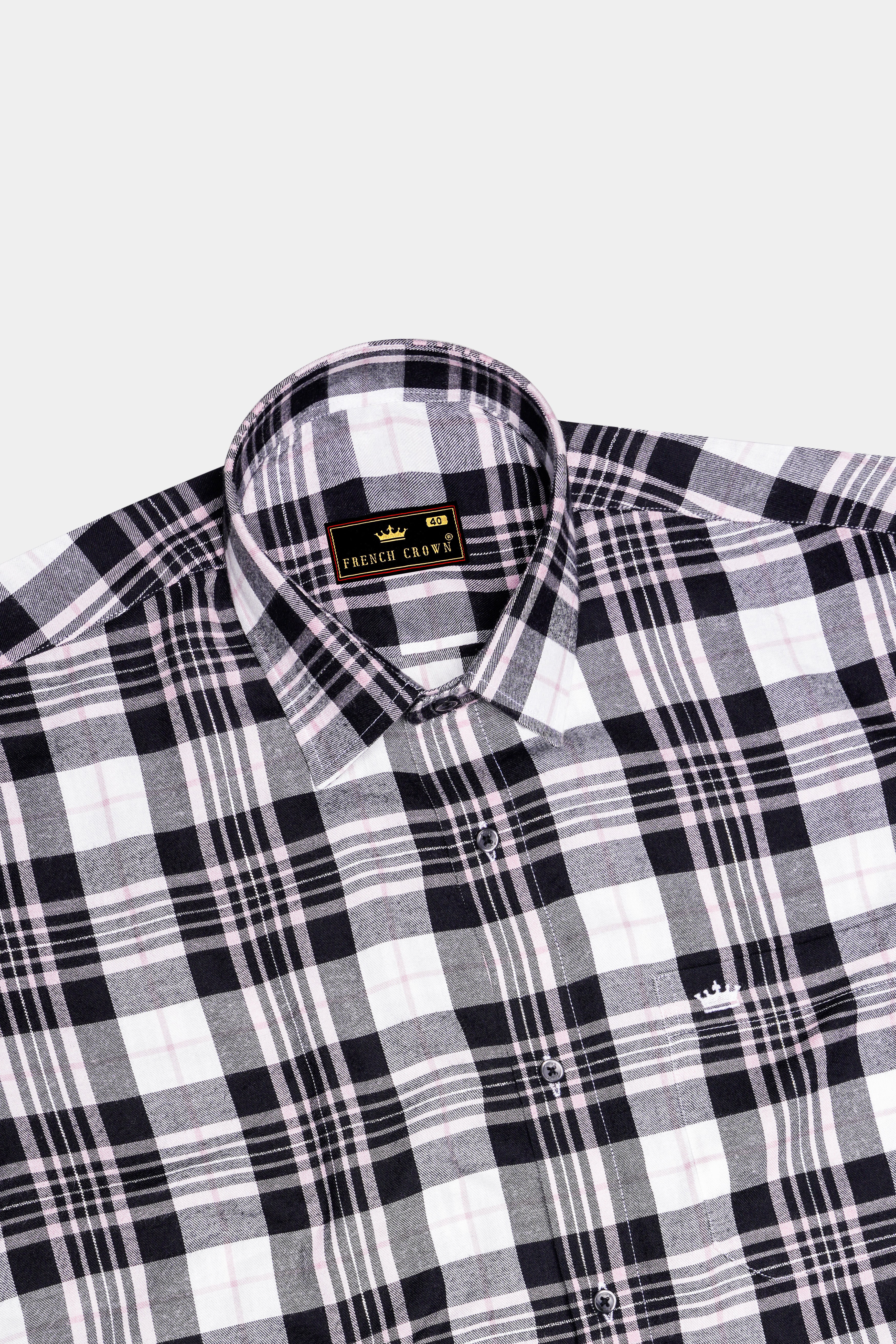 Jade Black and White Plaid Twill Premium Cotton Shirt