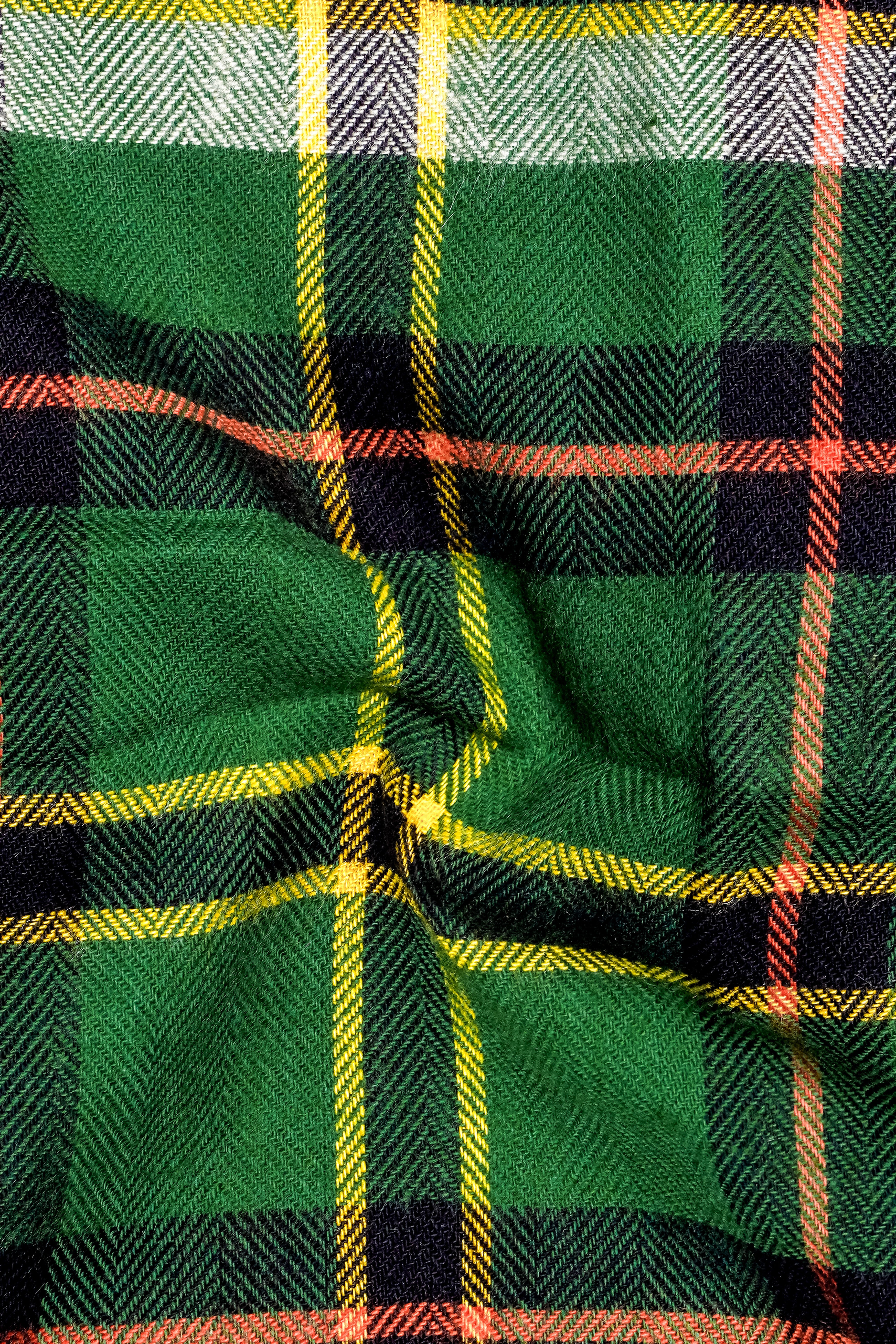 Eucalyptus Green Multicolor Plaid with Black Collar Designer Shirt