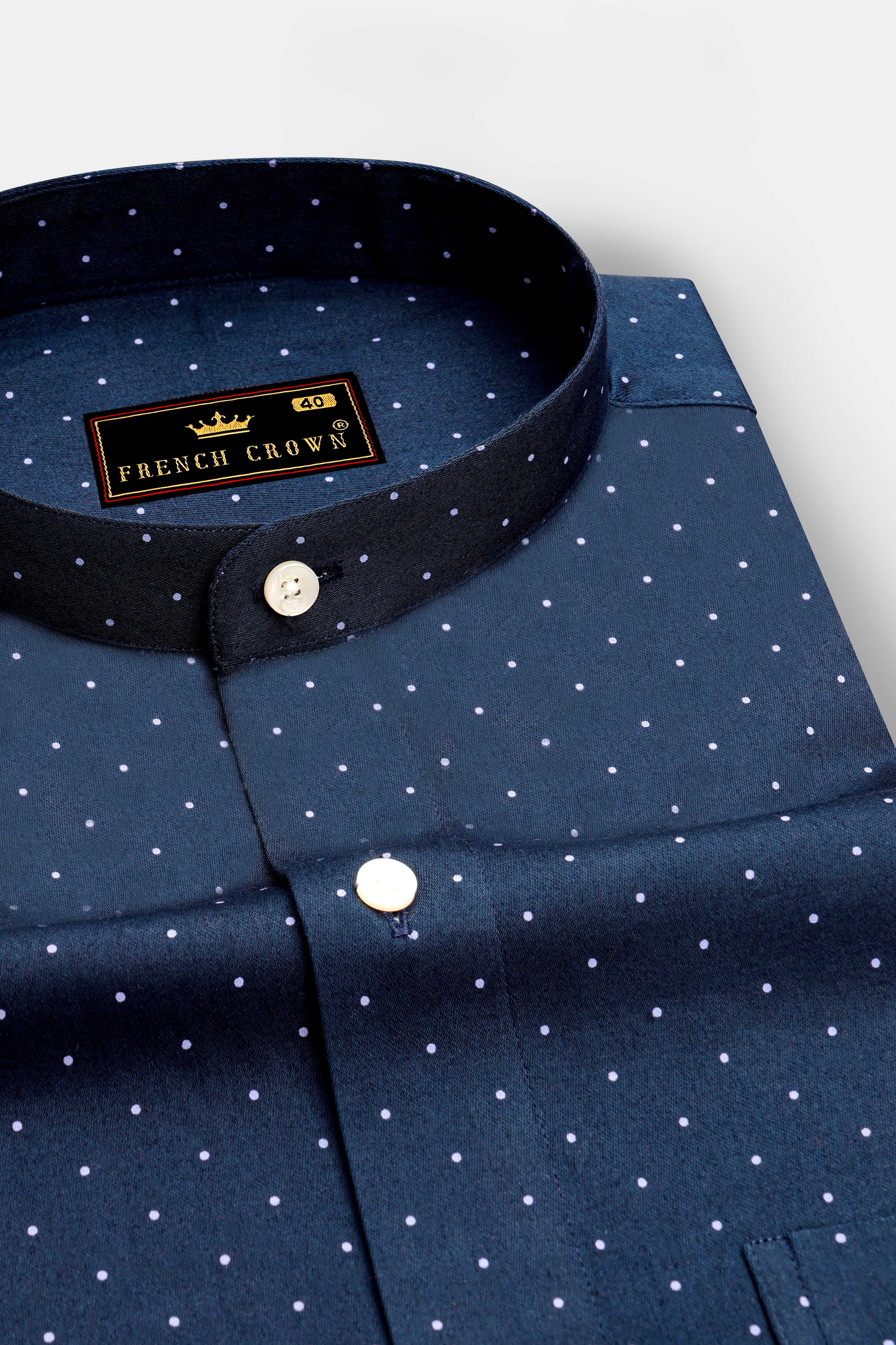 Ebony Clay Blue Polka Dots Super Soft Premium Cotton Shirt
