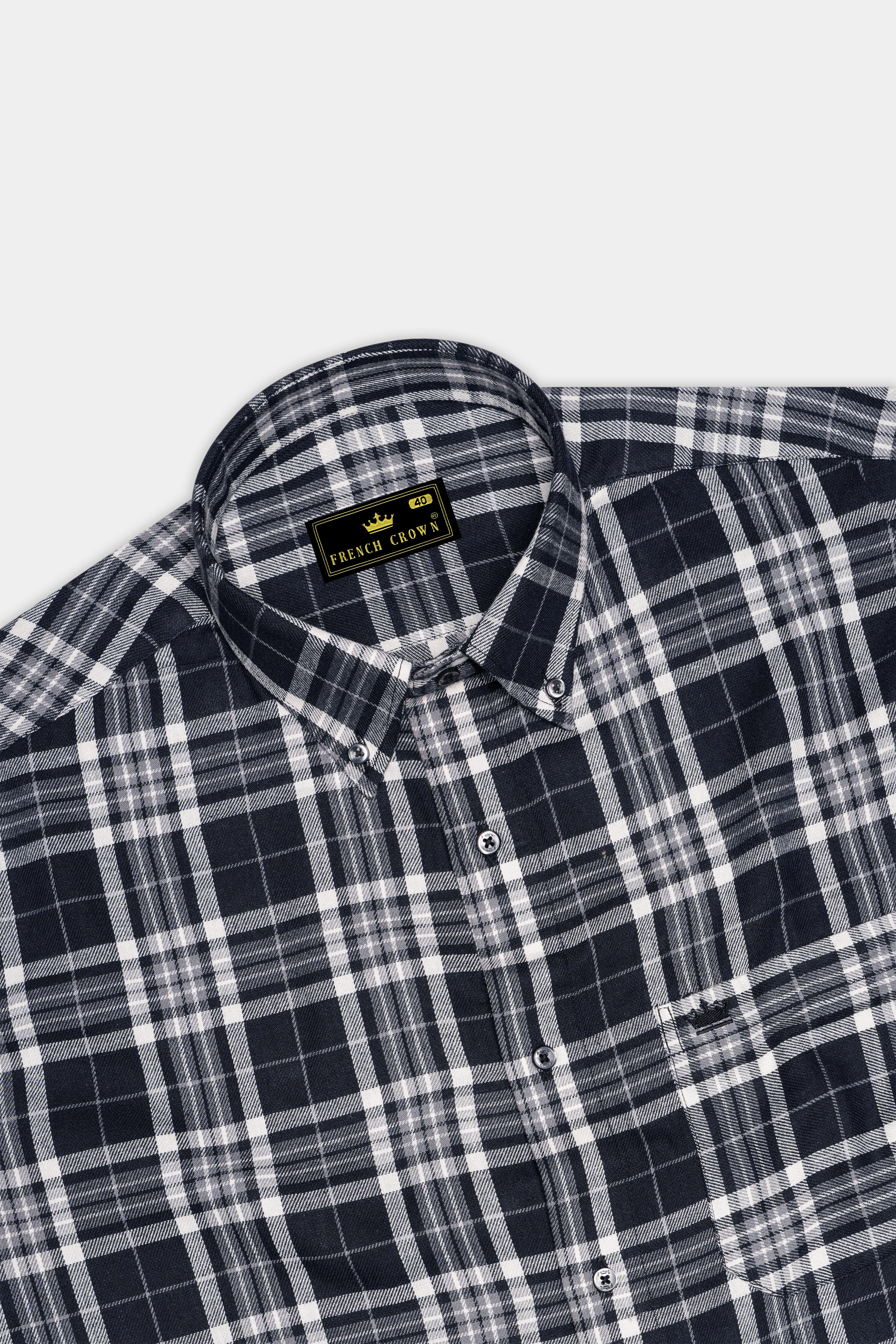 Jade Black and Quartz Gray Plaid Flannel Shirt