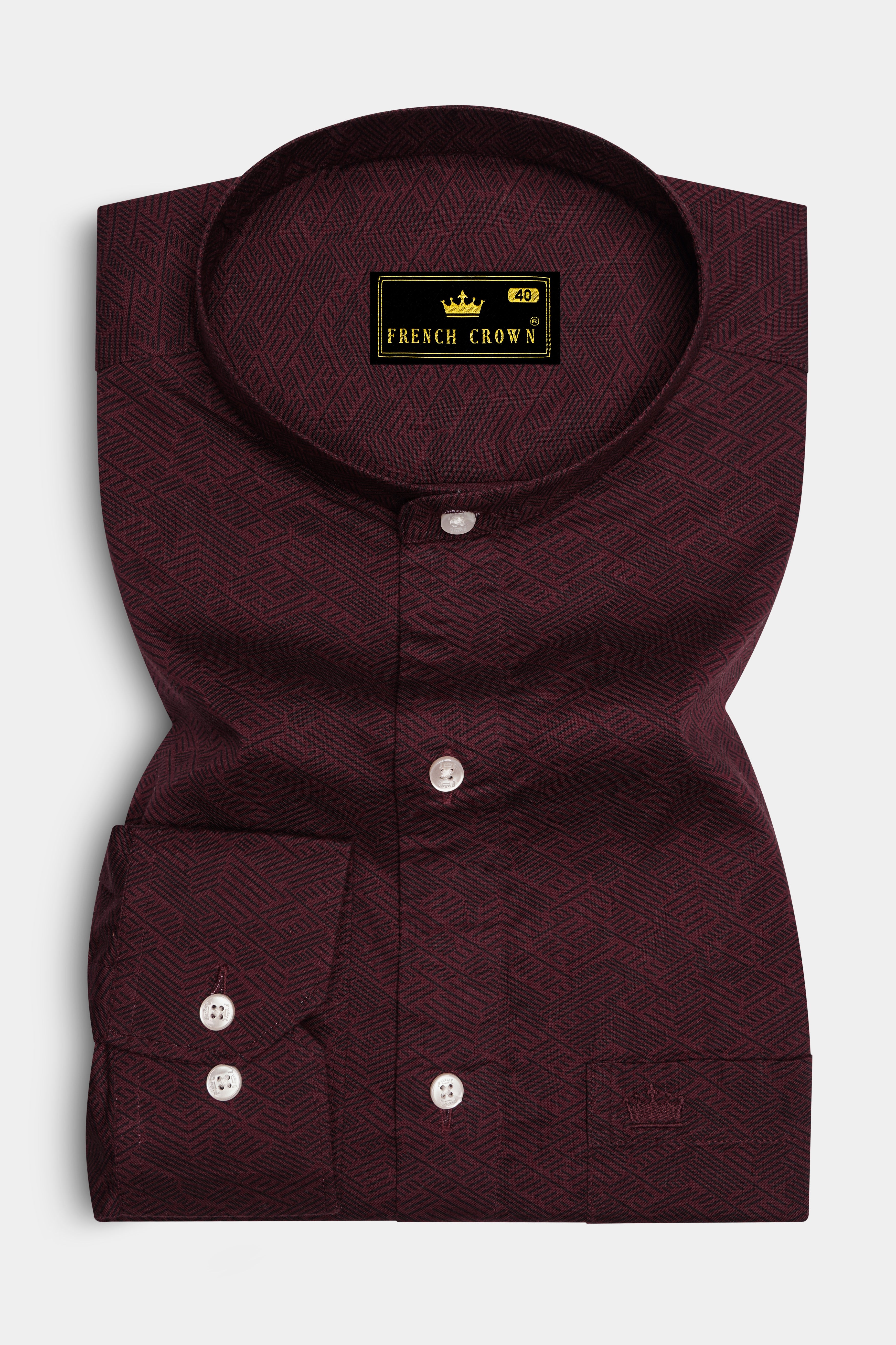 Wine Berry Printed Premium Cotton Shirt