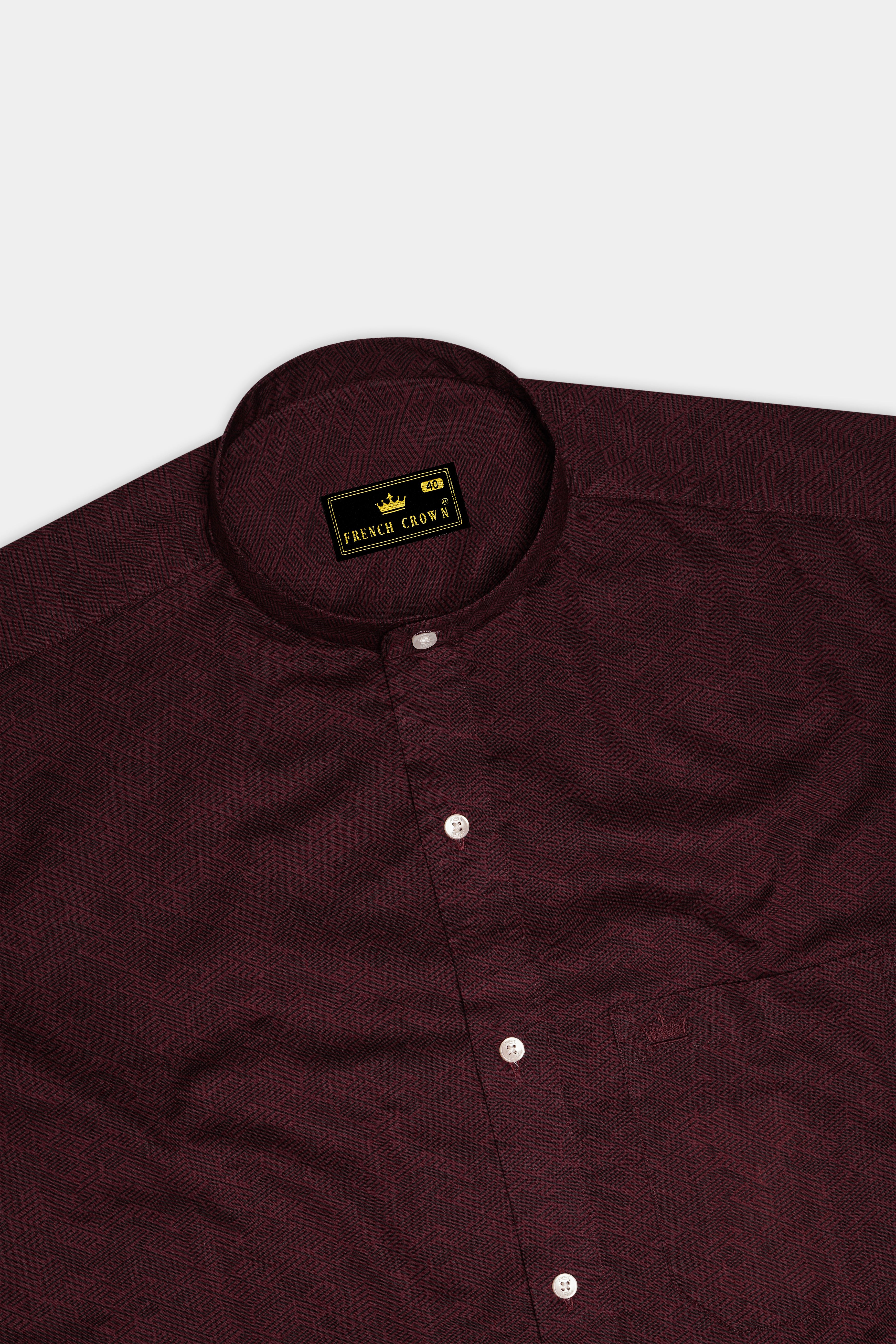 Wine Berry Printed Premium Cotton Shirt