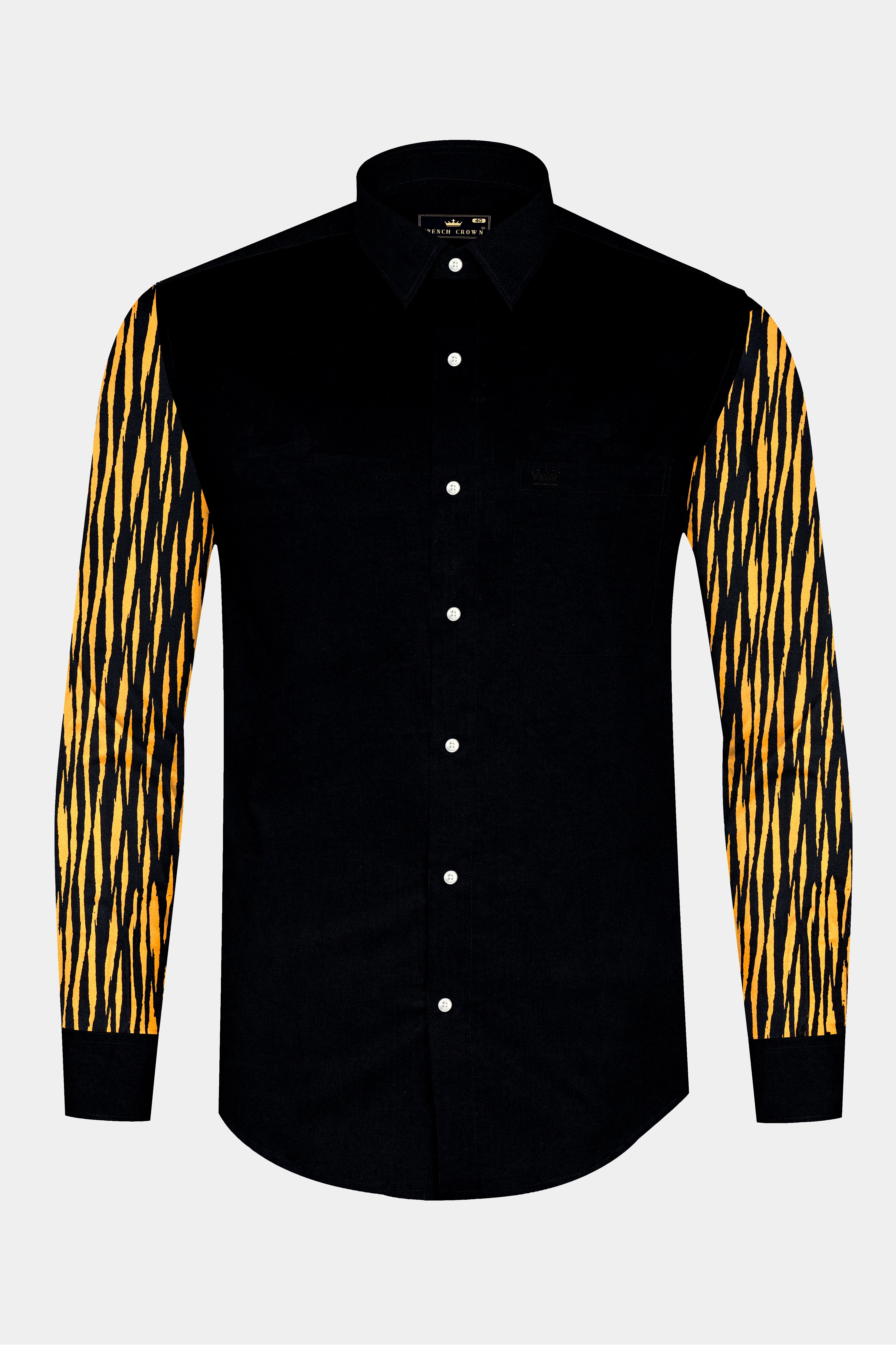 Jade Black with Tiger Stripes Super Soft Premium Cotton Designer Shirt