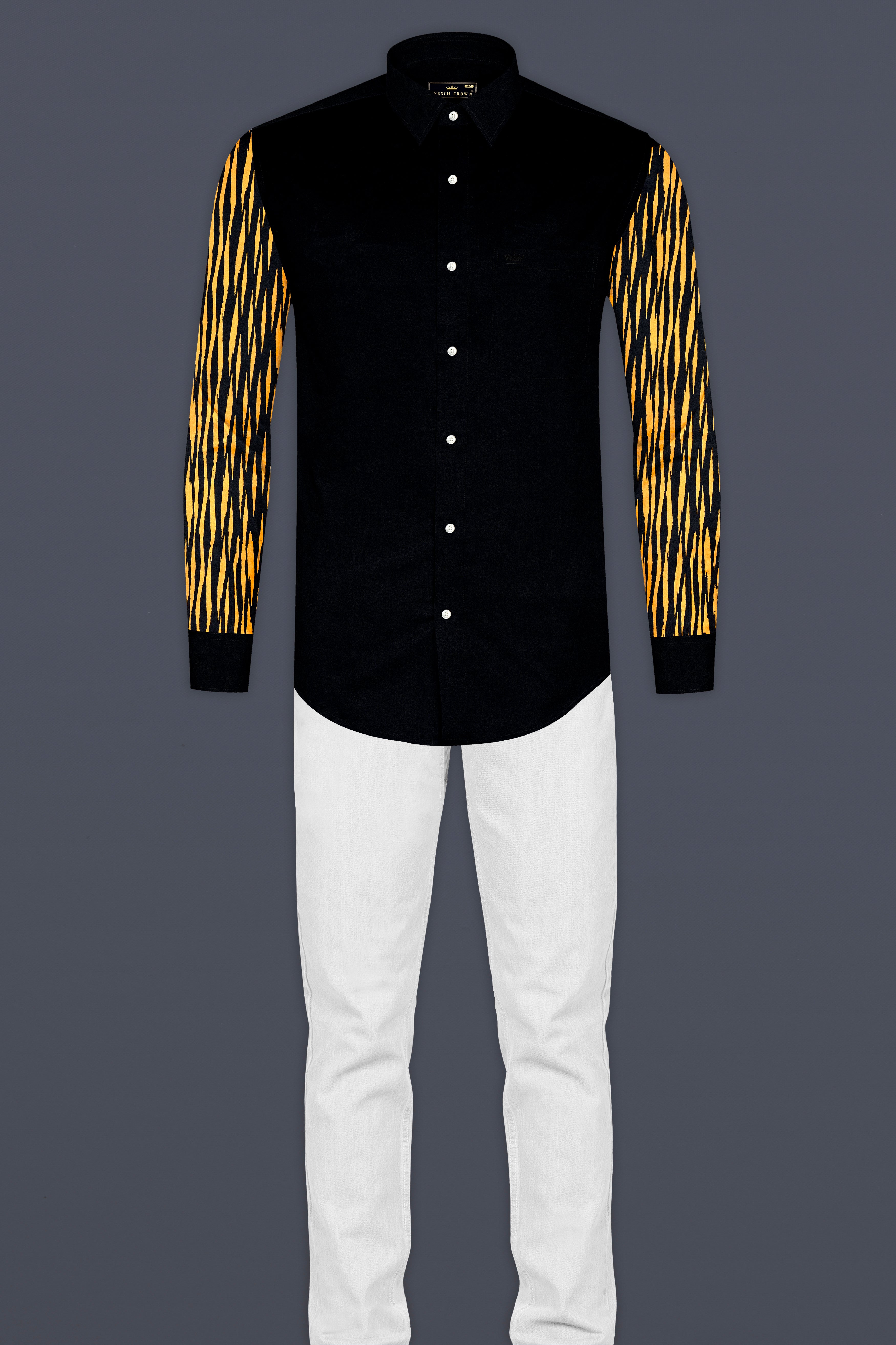 Jade Black with Tiger Stripes Super Soft Premium Cotton Designer Shirt