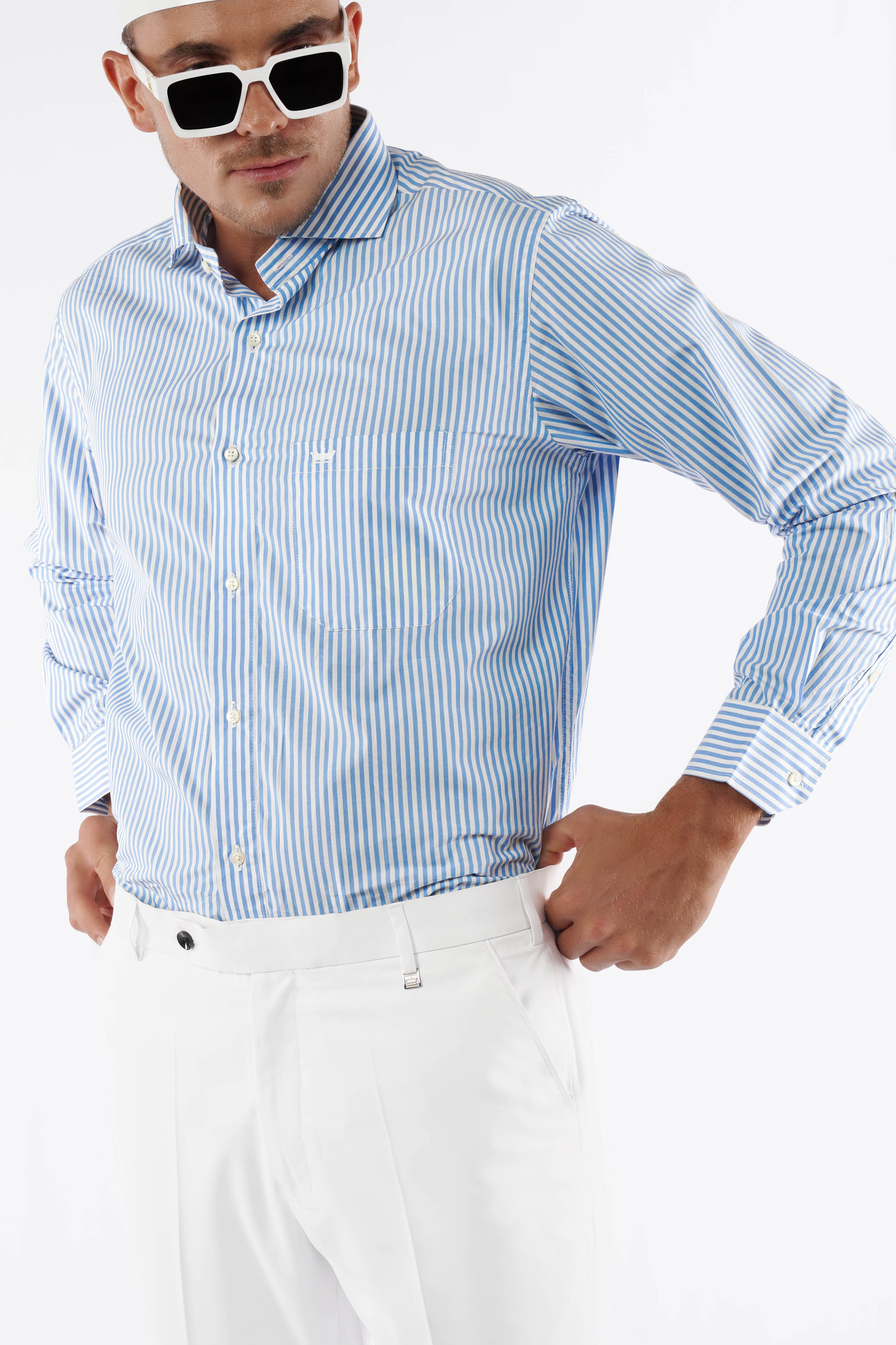 Glacier Blue and White Striped Premium Cotton Shirt 7396-CA-38, 7396-CA-H-38, 7396-CA-39, 7396-CA-H-39, 7396-CA-40, 7396-CA-H-40, 7396-CA-42, 7396-CA-H-42, 7396-CA-44, 7396-CA-H-44, 7396-CA-46, 7396-CA-H-46, 7396-CA-48, 7396-CA-H-48, 7396-CA-50, 7396-CA-H-50, 7396-CA-52, 7396-CA-H-52