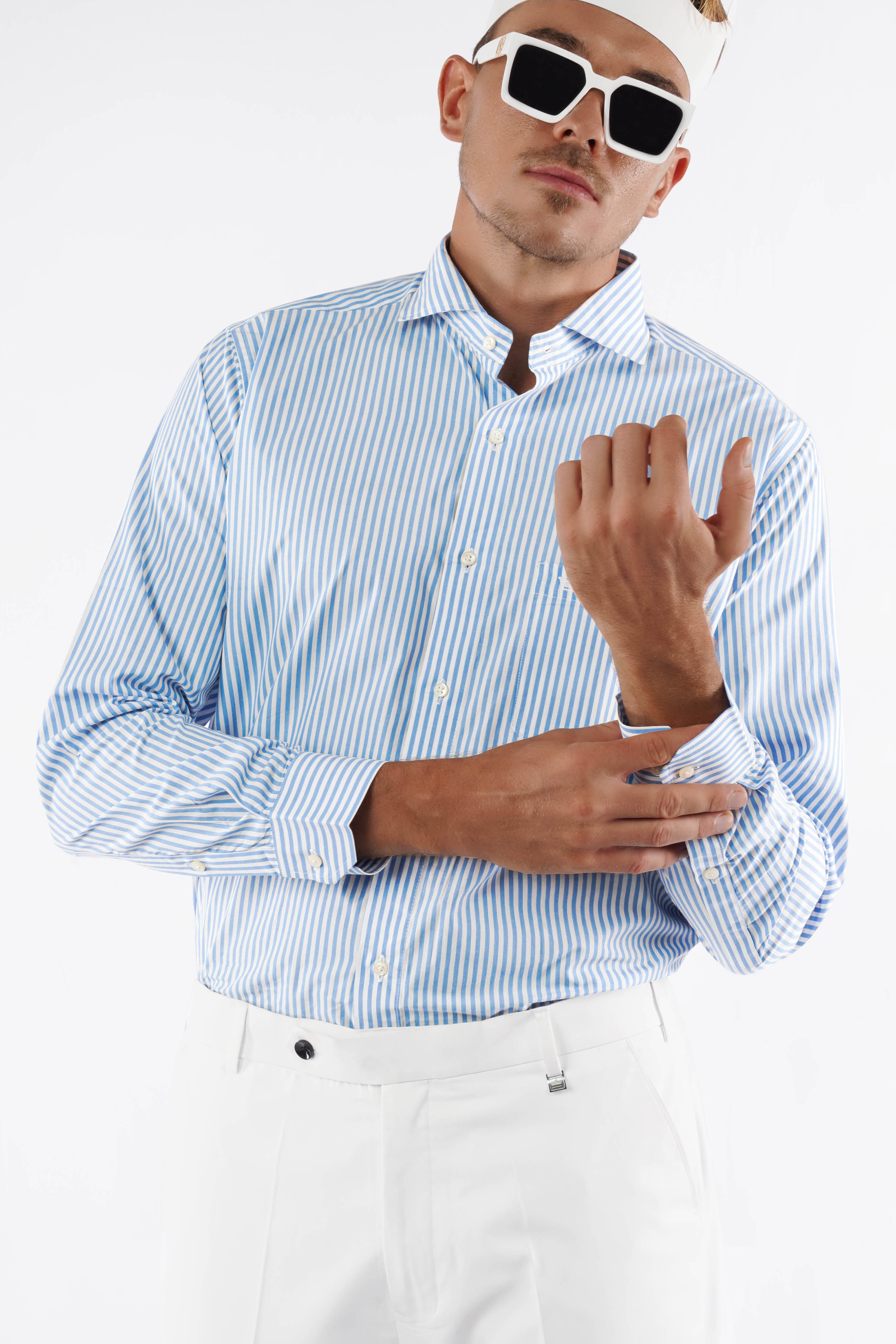 Glacier Blue and White Striped Premium Cotton Shirt 7396-CA-38, 7396-CA-H-38, 7396-CA-39, 7396-CA-H-39, 7396-CA-40, 7396-CA-H-40, 7396-CA-42, 7396-CA-H-42, 7396-CA-44, 7396-CA-H-44, 7396-CA-46, 7396-CA-H-46, 7396-CA-48, 7396-CA-H-48, 7396-CA-50, 7396-CA-H-50, 7396-CA-52, 7396-CA-H-52