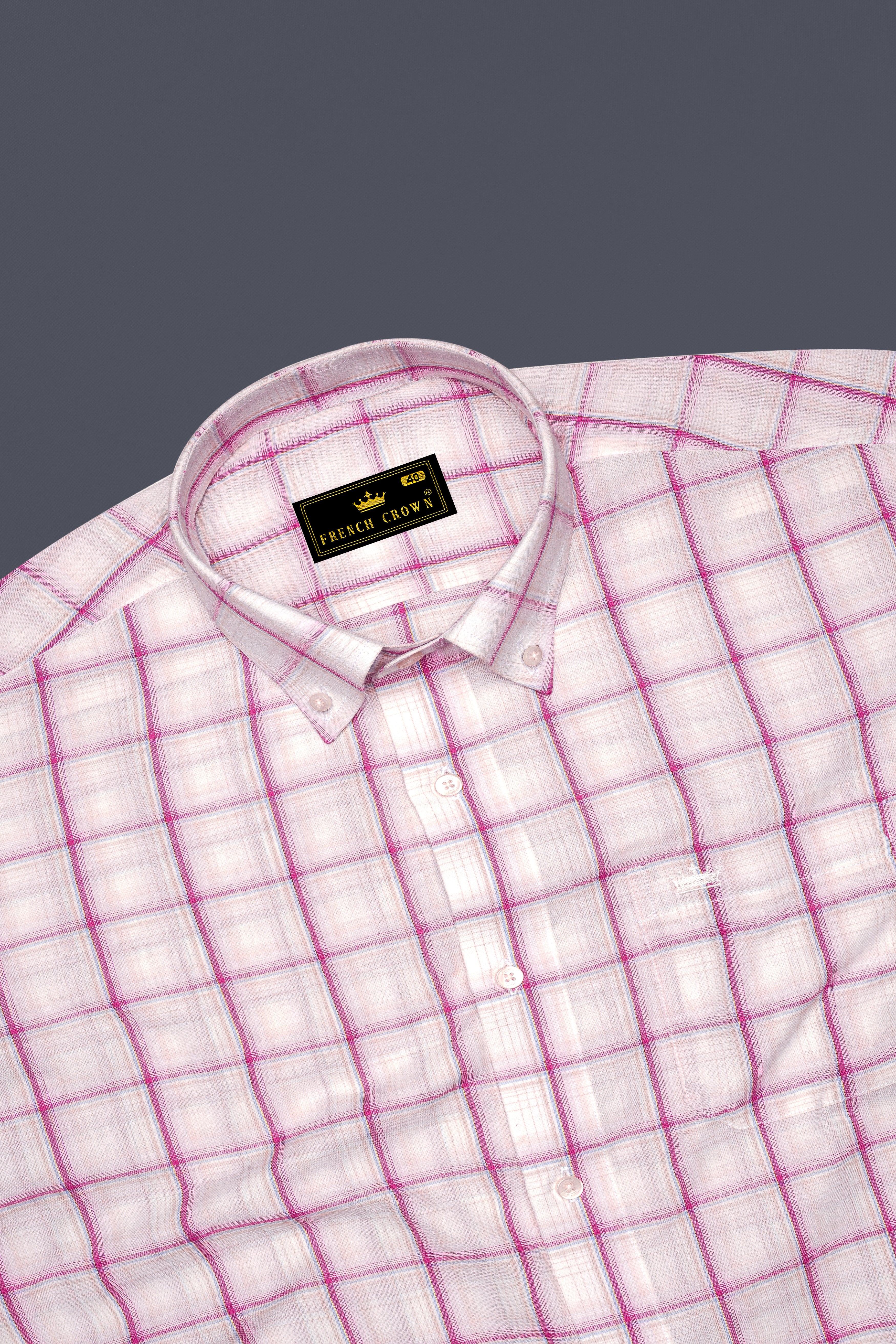 Carnation Pink Plaid Premium Cotton Shirt