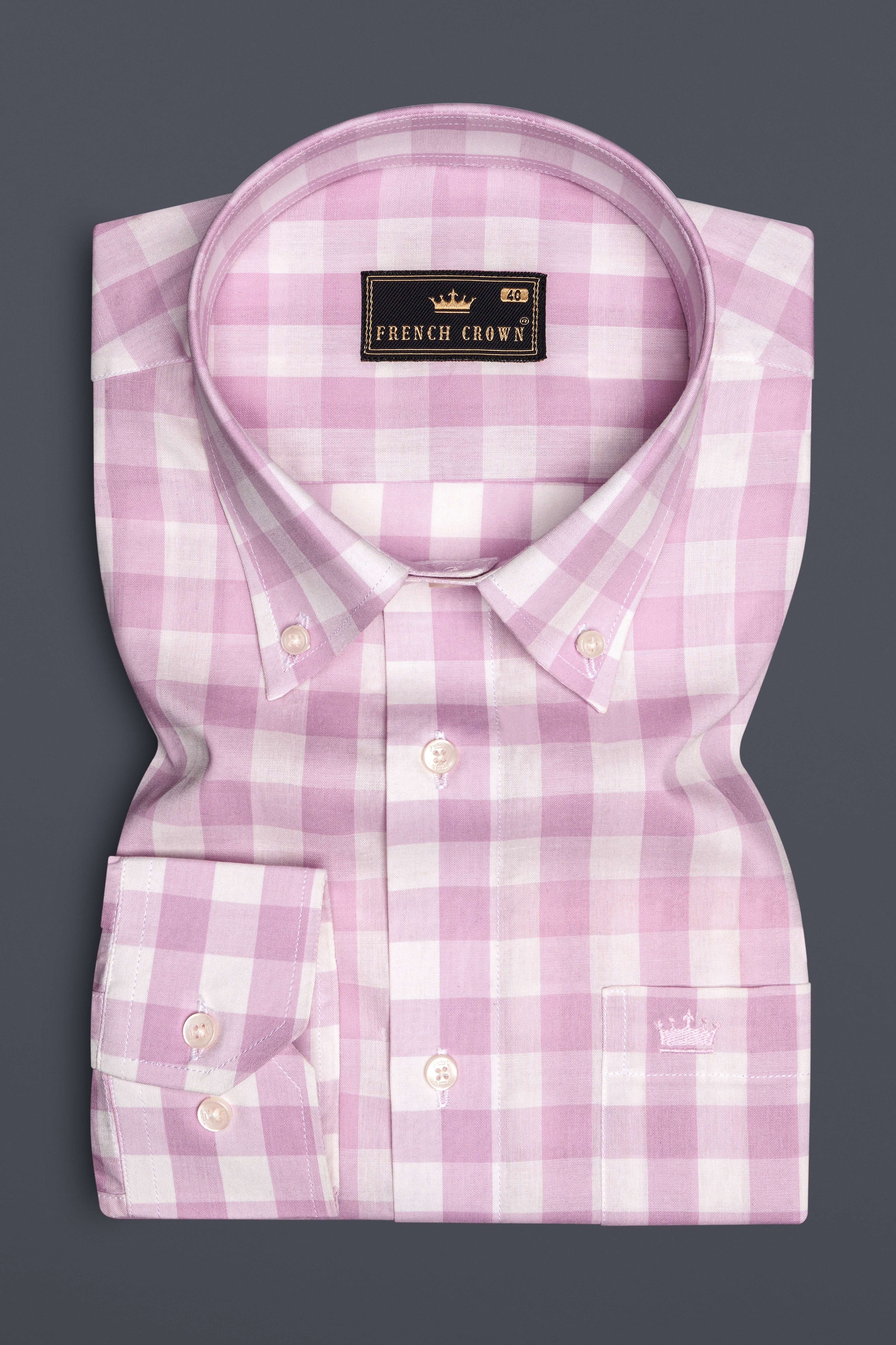 Melanie Pink and White Checkered Premium Cotton Shirt