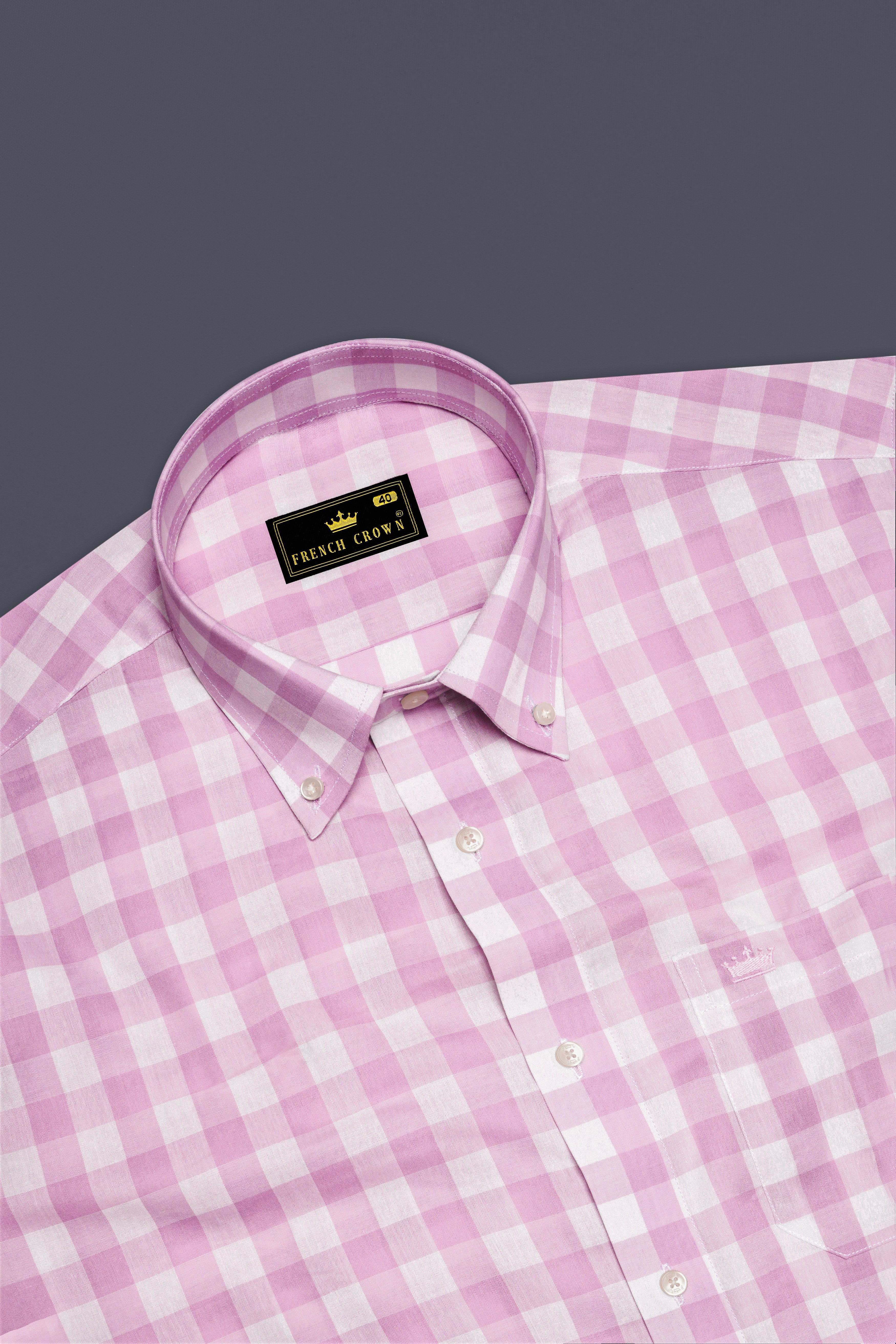 Melanie Pink and White Checkered Premium Cotton Shirt