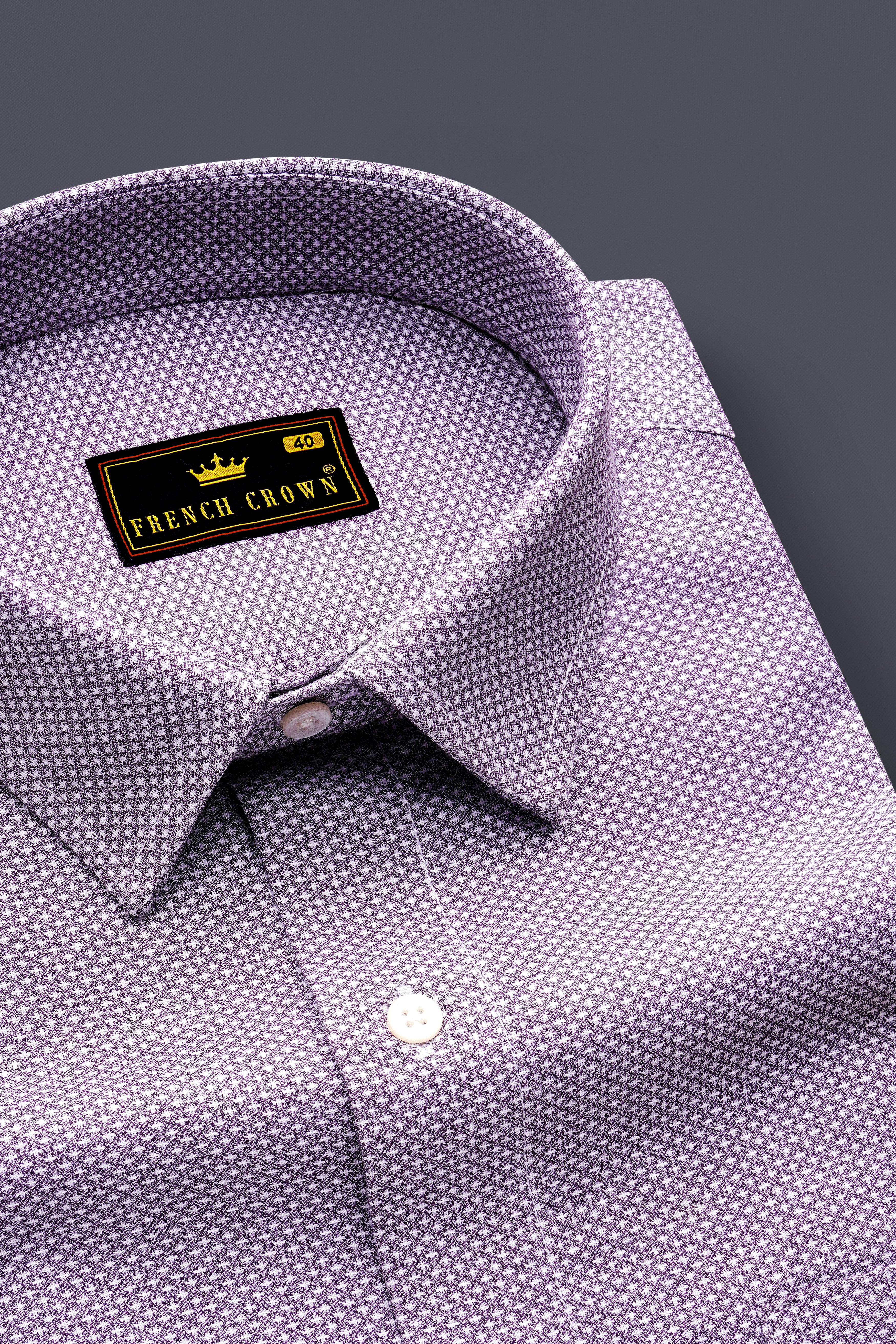 Rum Pink and White Dobby Textured Premium Giza Cotton Shirt