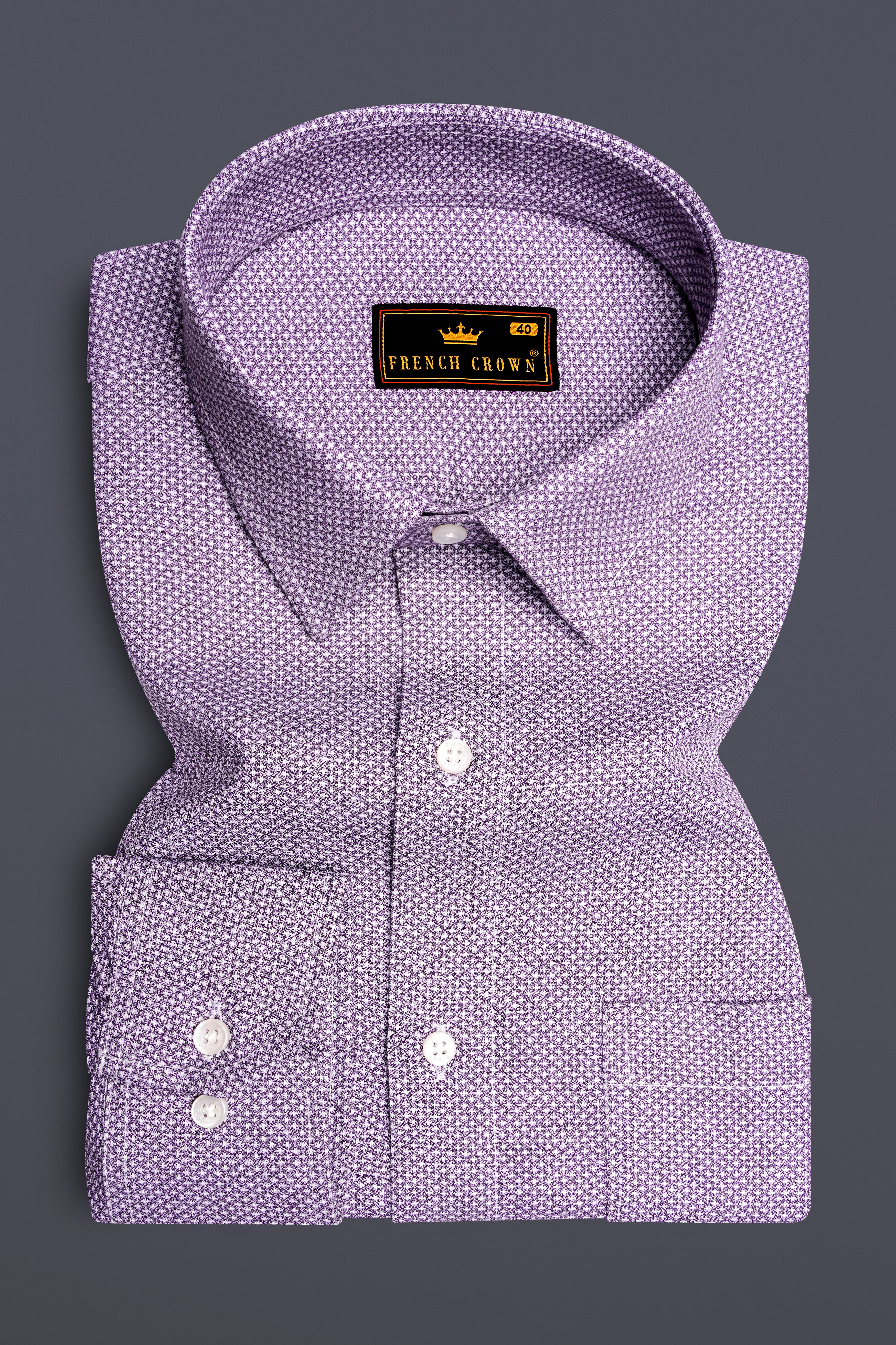 Rum Pink and White Dobby Textured Premium Giza Cotton Shirt