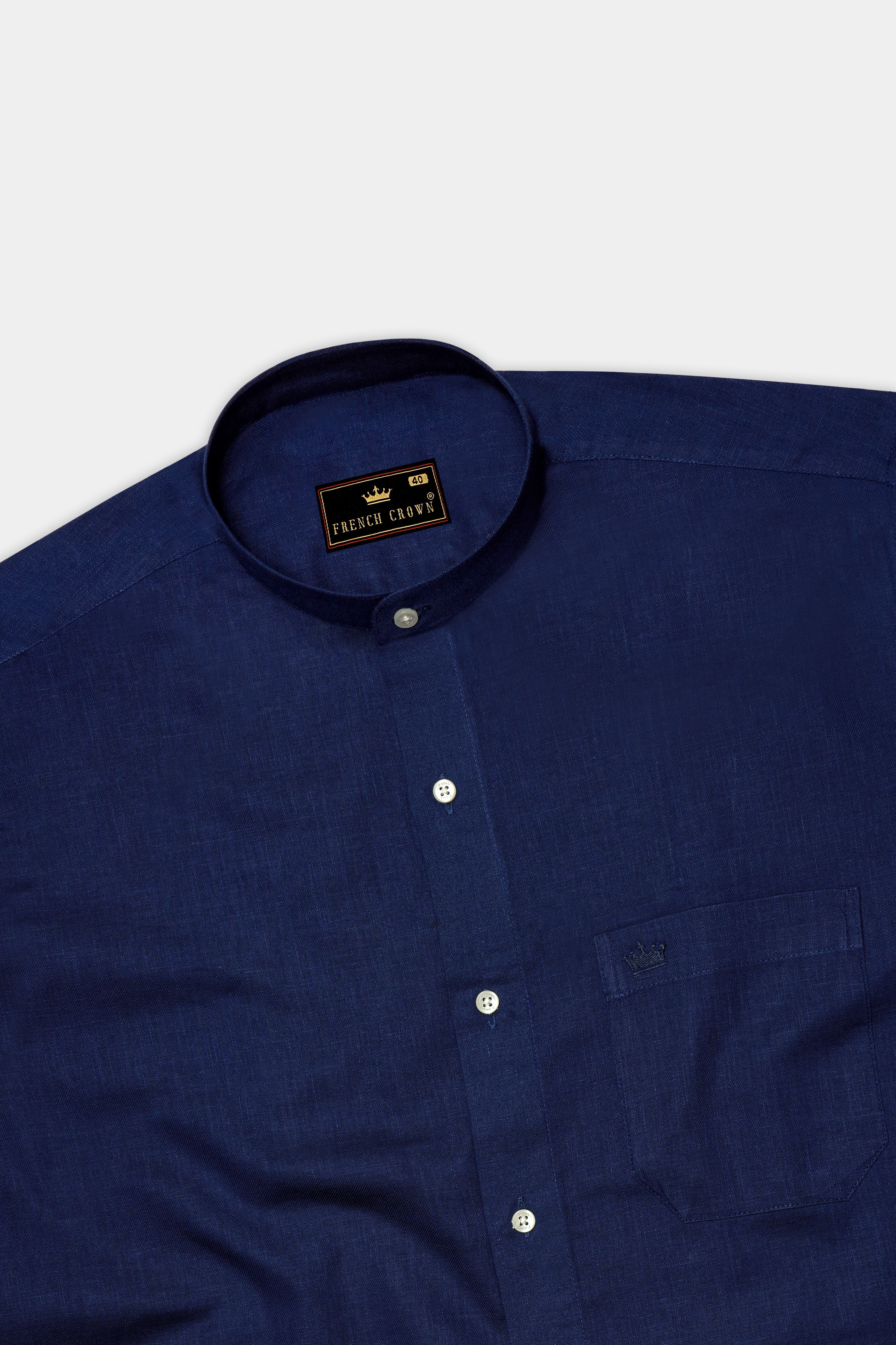 Rhino Blue Luxurious Linen Shirt