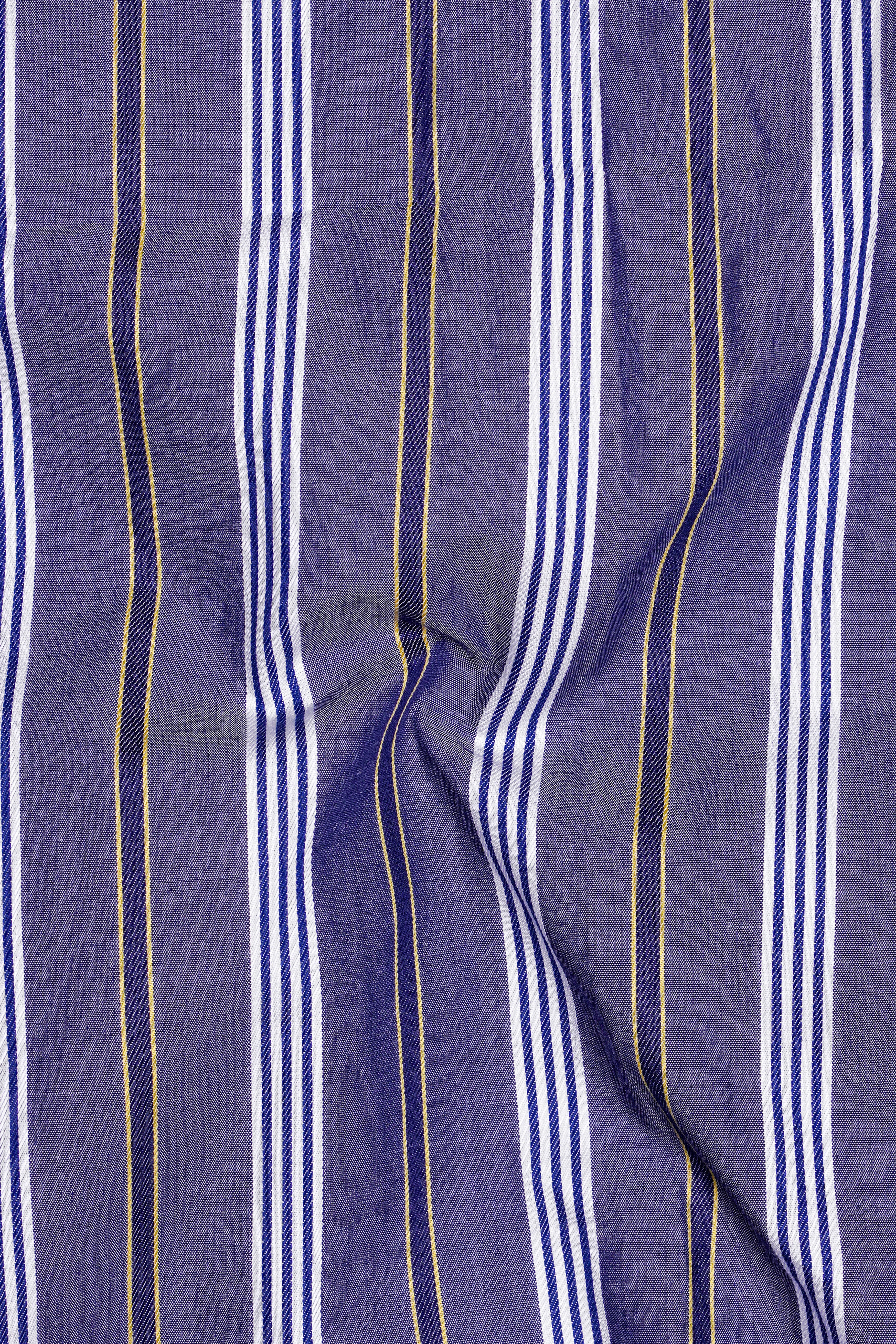 Scampi Blue Striped Dobby Textured Premium Giza Cotton Shirt