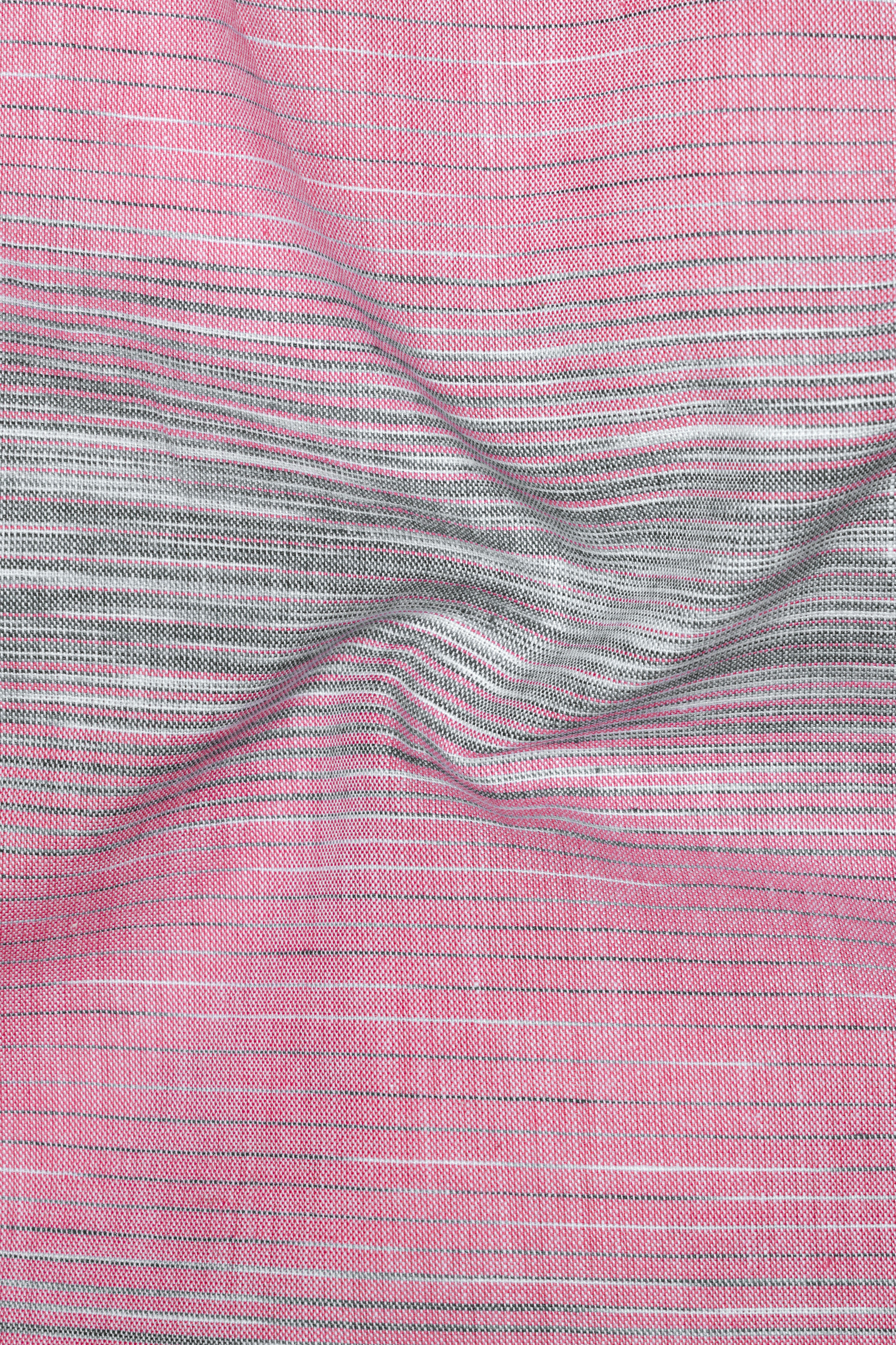 Pale Chestnut Pink And Hurricane Gray Striped Royal Oxford Shirt