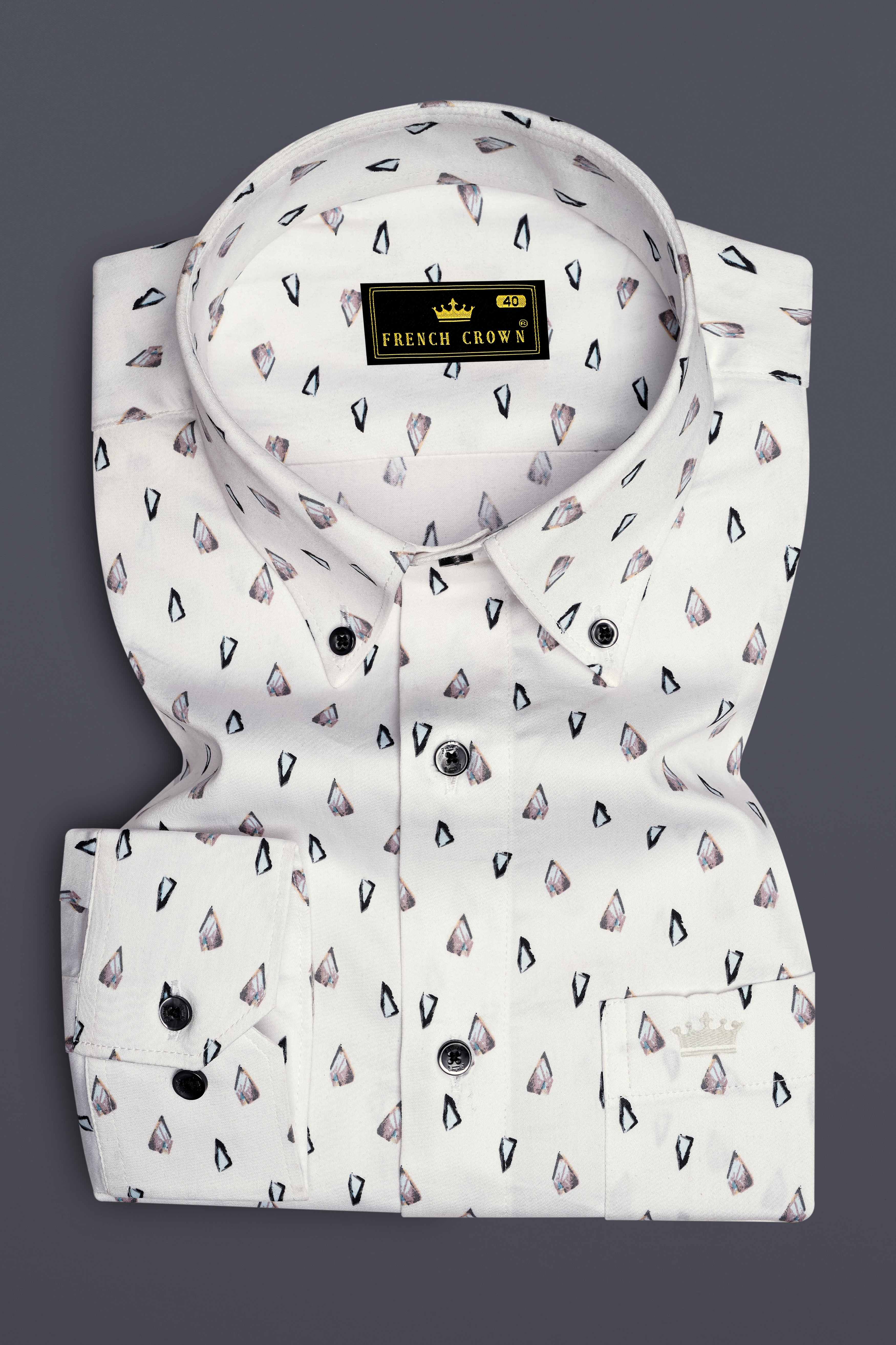 Bright White Stones Printed Super Soft Premium Cotton Shirt
