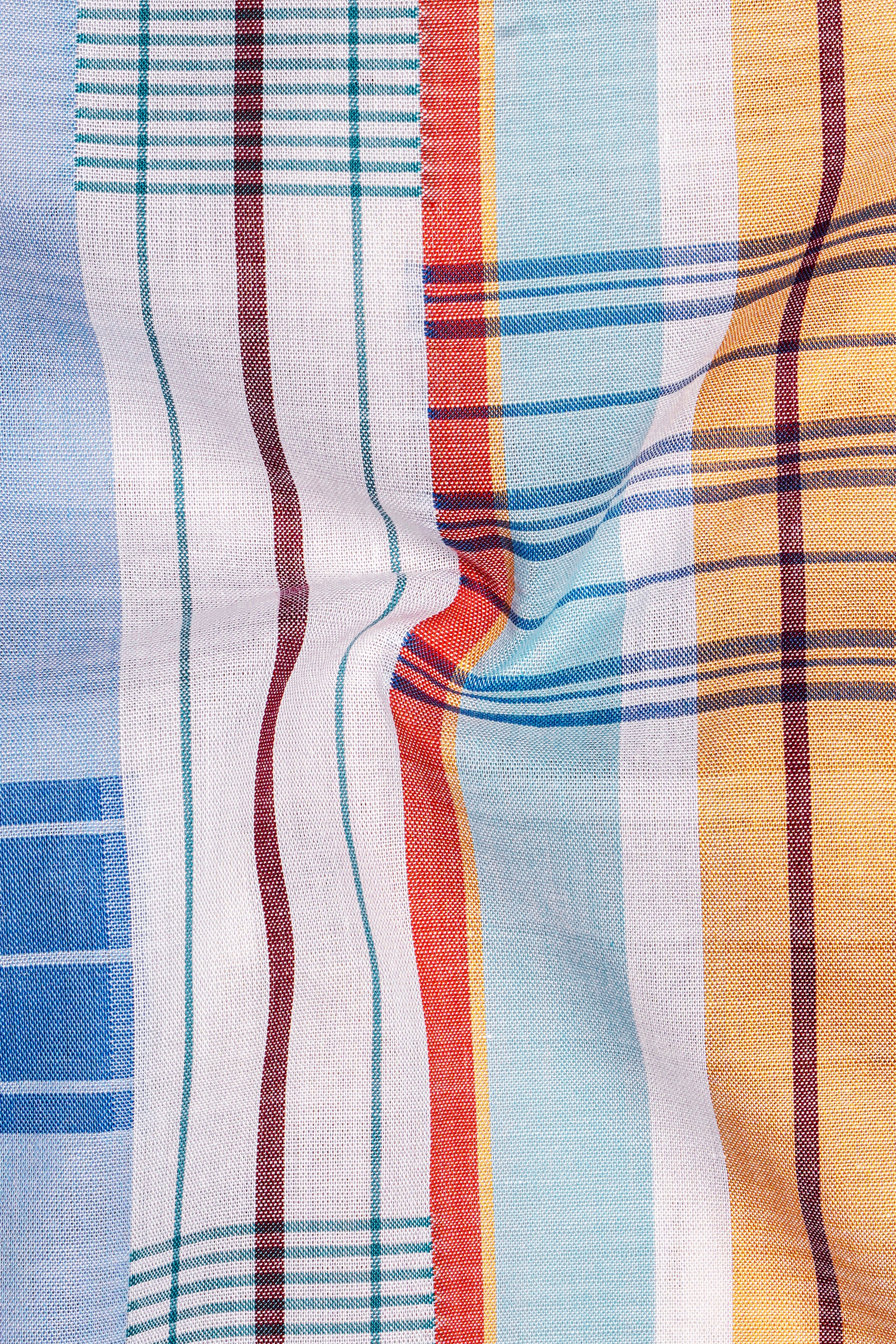Gainsboro Blue Multicolor Striped Premium Cotton Shirt