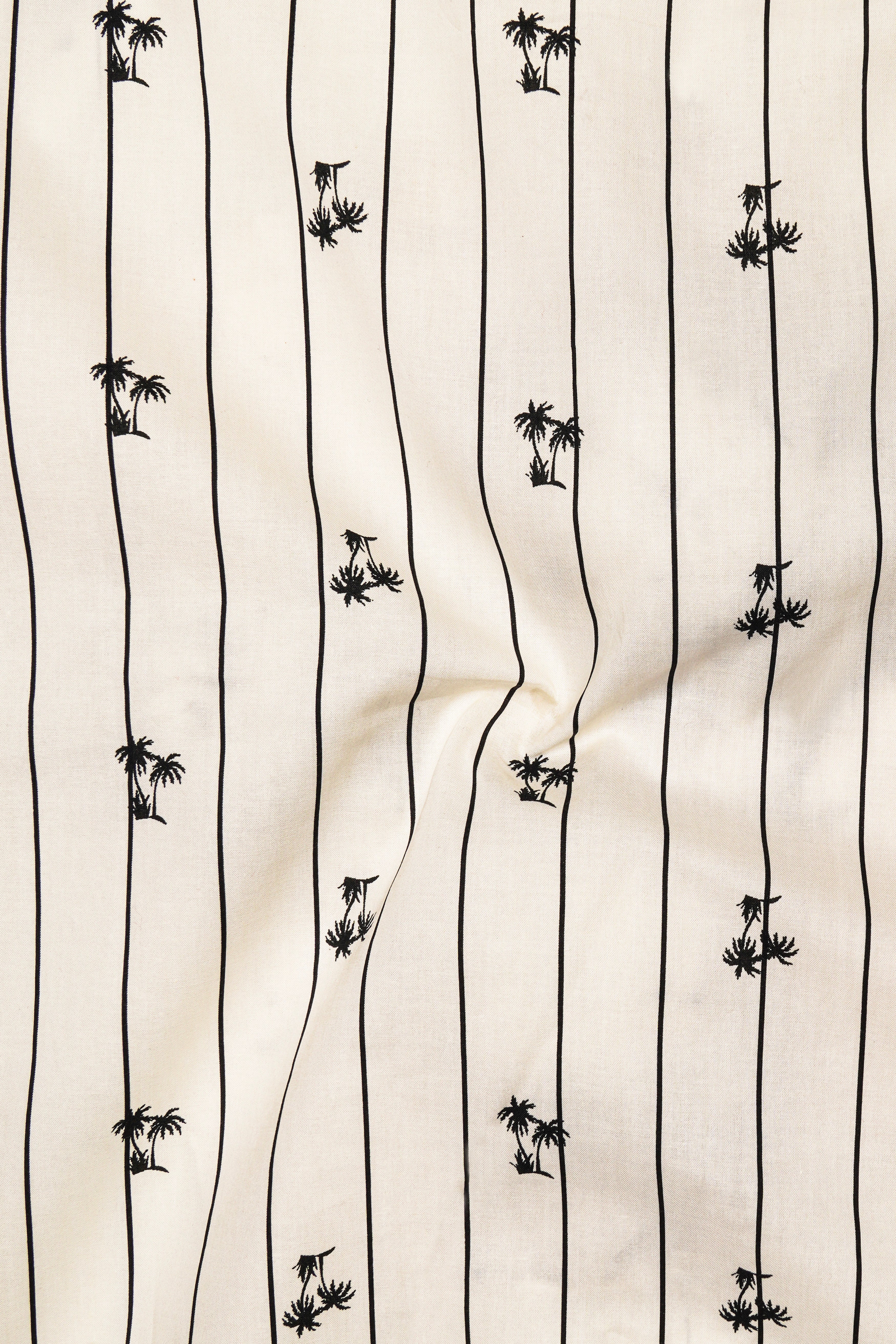 Off White Striped with Black Collar Premium Cotton Shirt