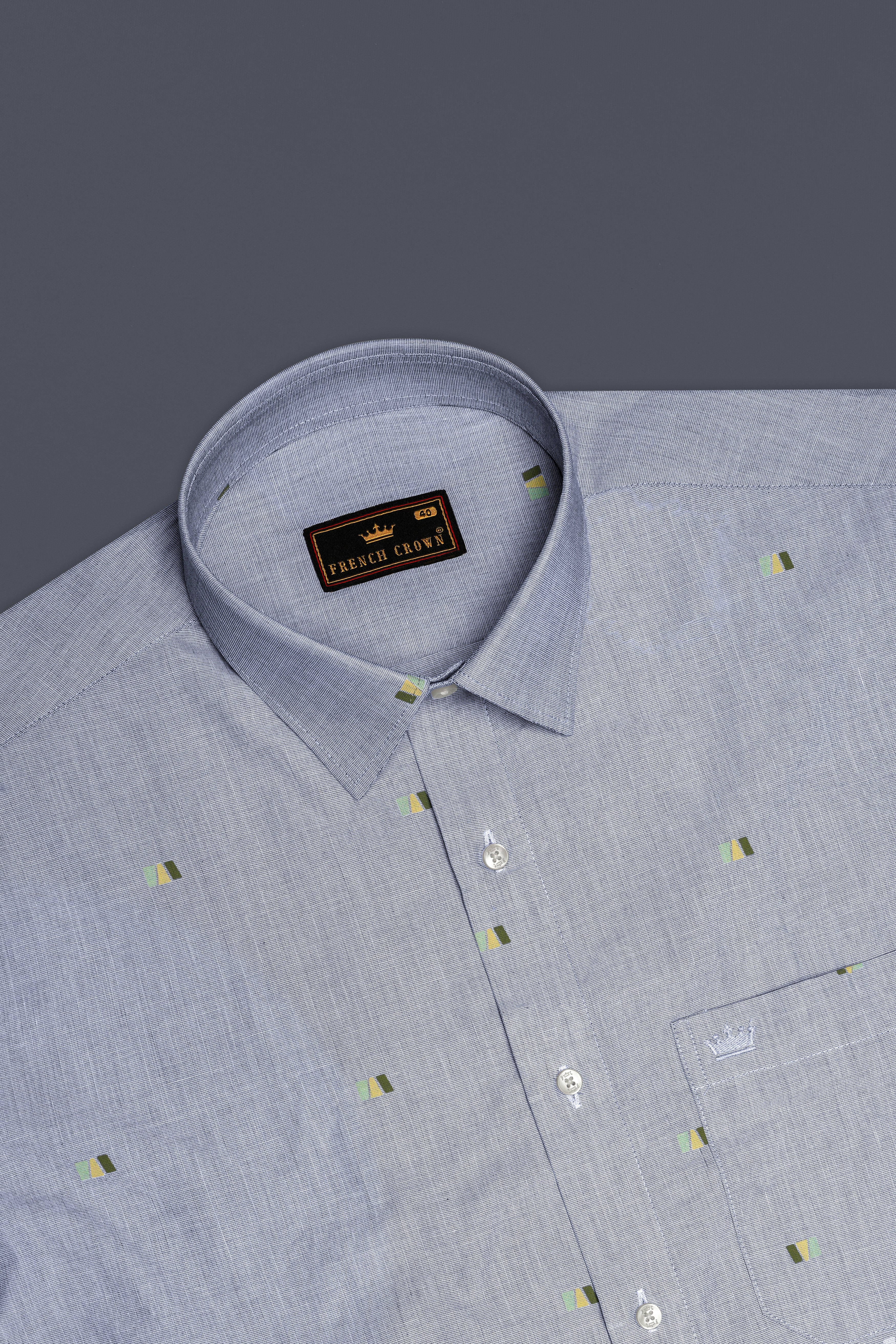 Mantle Light Green with Moonraker Blue 3D Textured Chambray Shirt